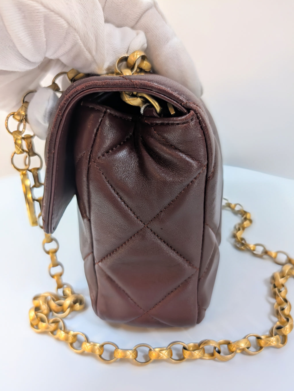 Chanel Bordeaux (Burgundy) Quilted Lambskin Bijoux Logo Chain Square Flap Bag