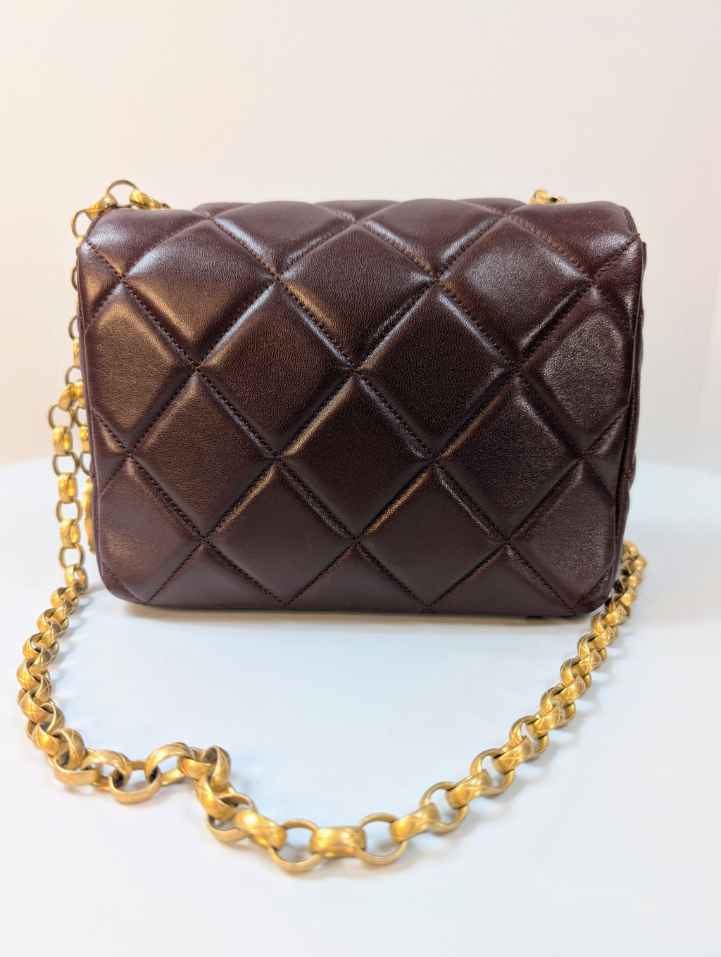 Chanel Bordeaux (Burgundy) Quilted Lambskin Bijoux Logo Chain Square Flap Bag