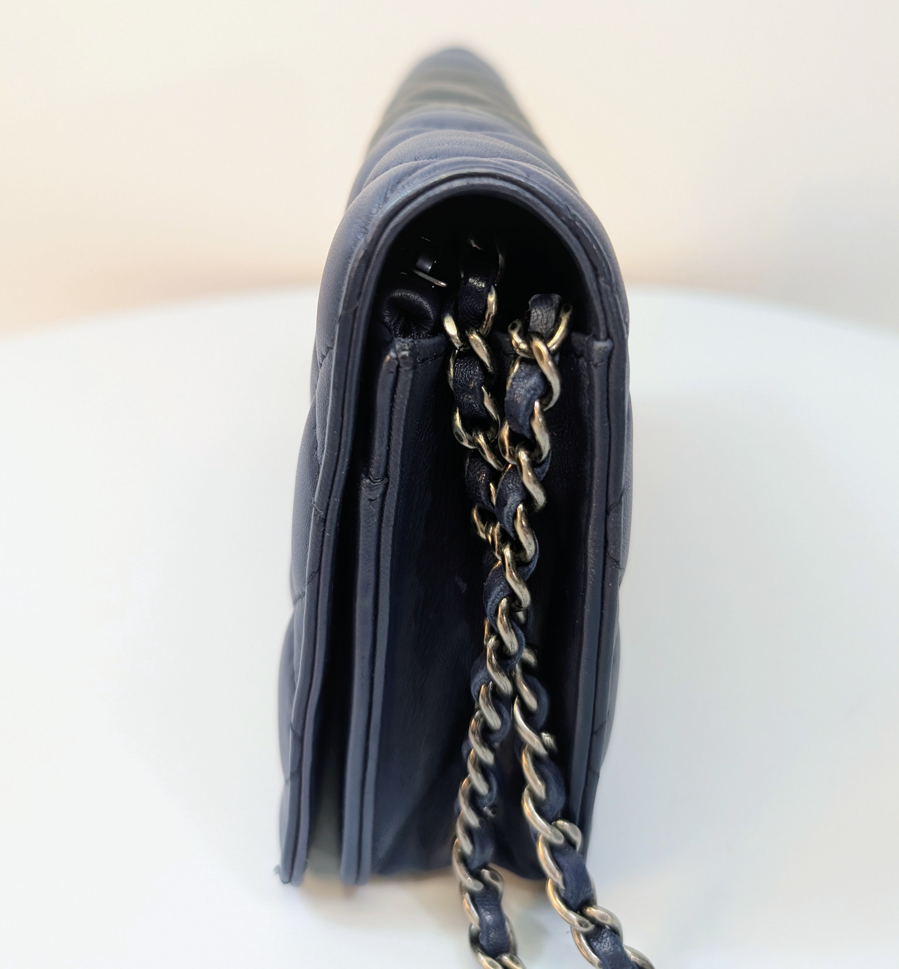 Chanel Bicolor Black and Navy Quilted Lambskin Wallet on Chain (WOC)