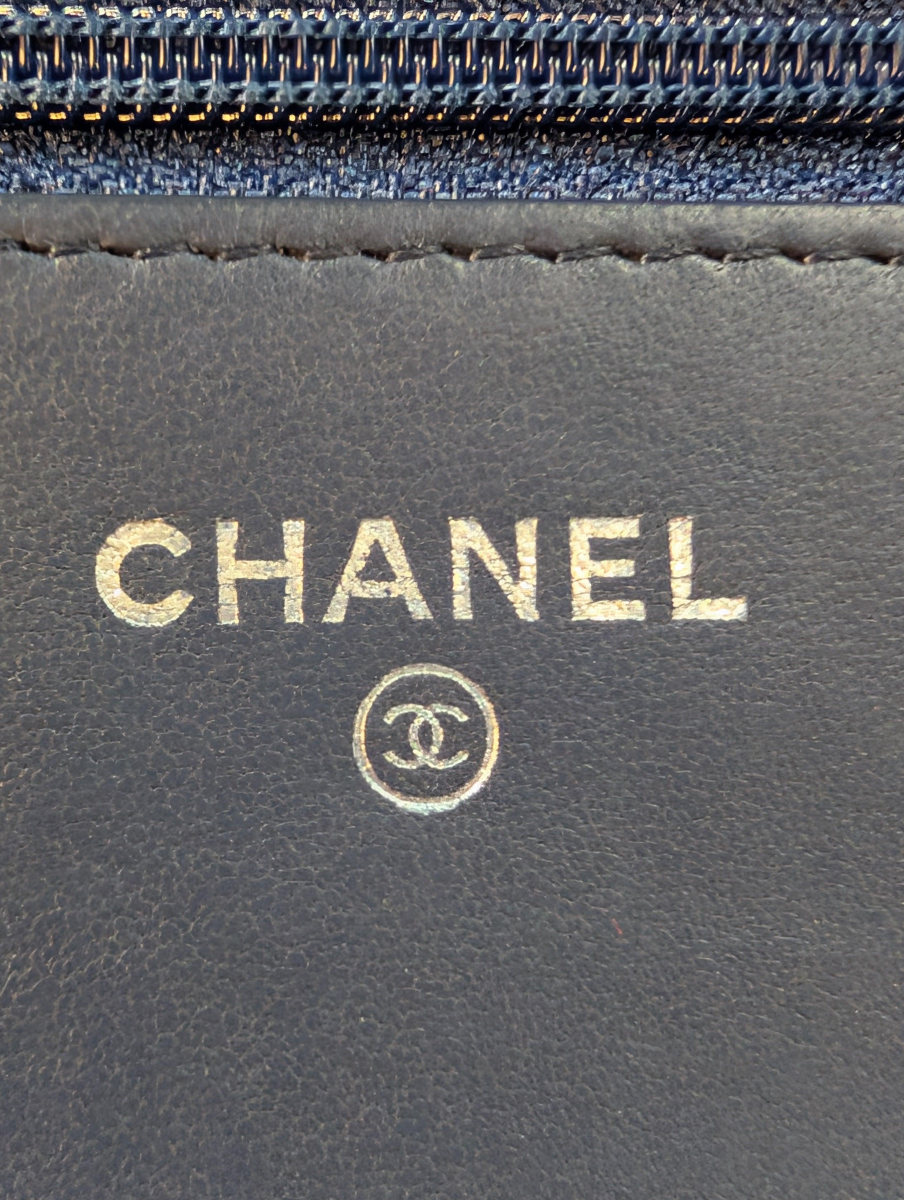 Chanel Bicolor Black and Navy Quilted Lambskin Wallet on Chain (WOC)