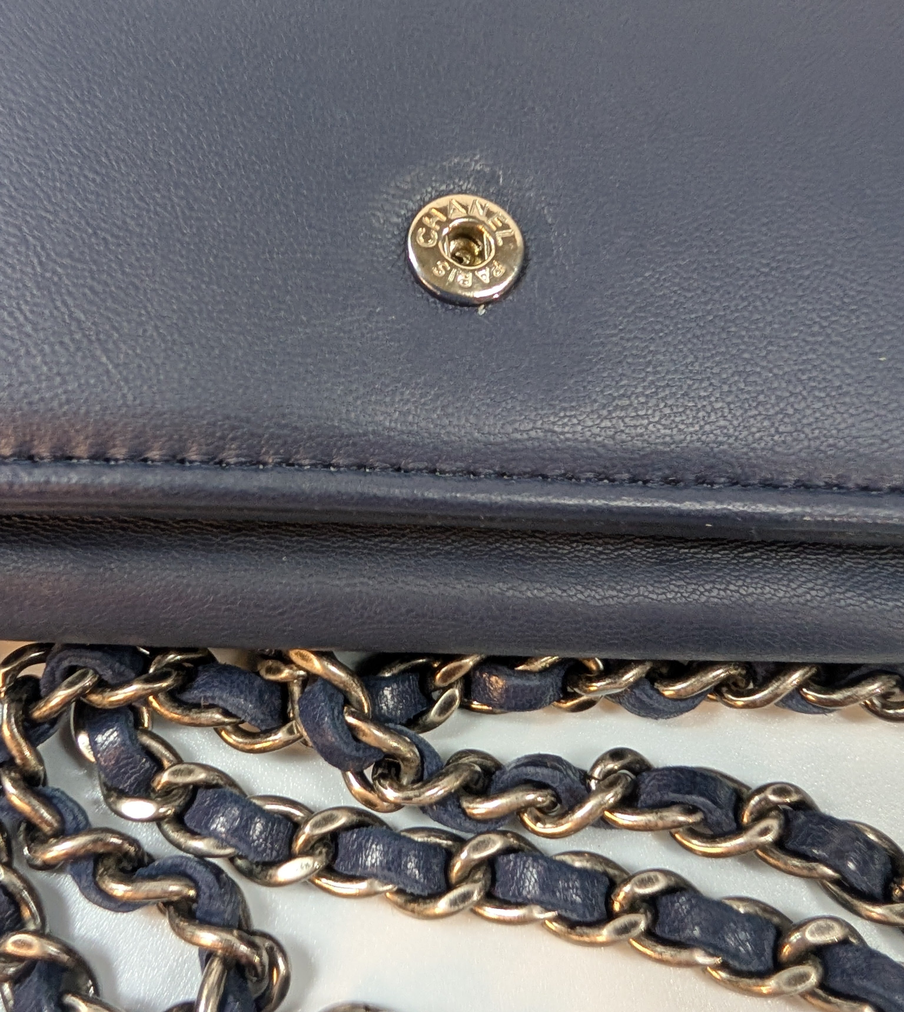 Chanel Bicolor Black and Navy Quilted Lambskin Wallet on Chain (WOC)