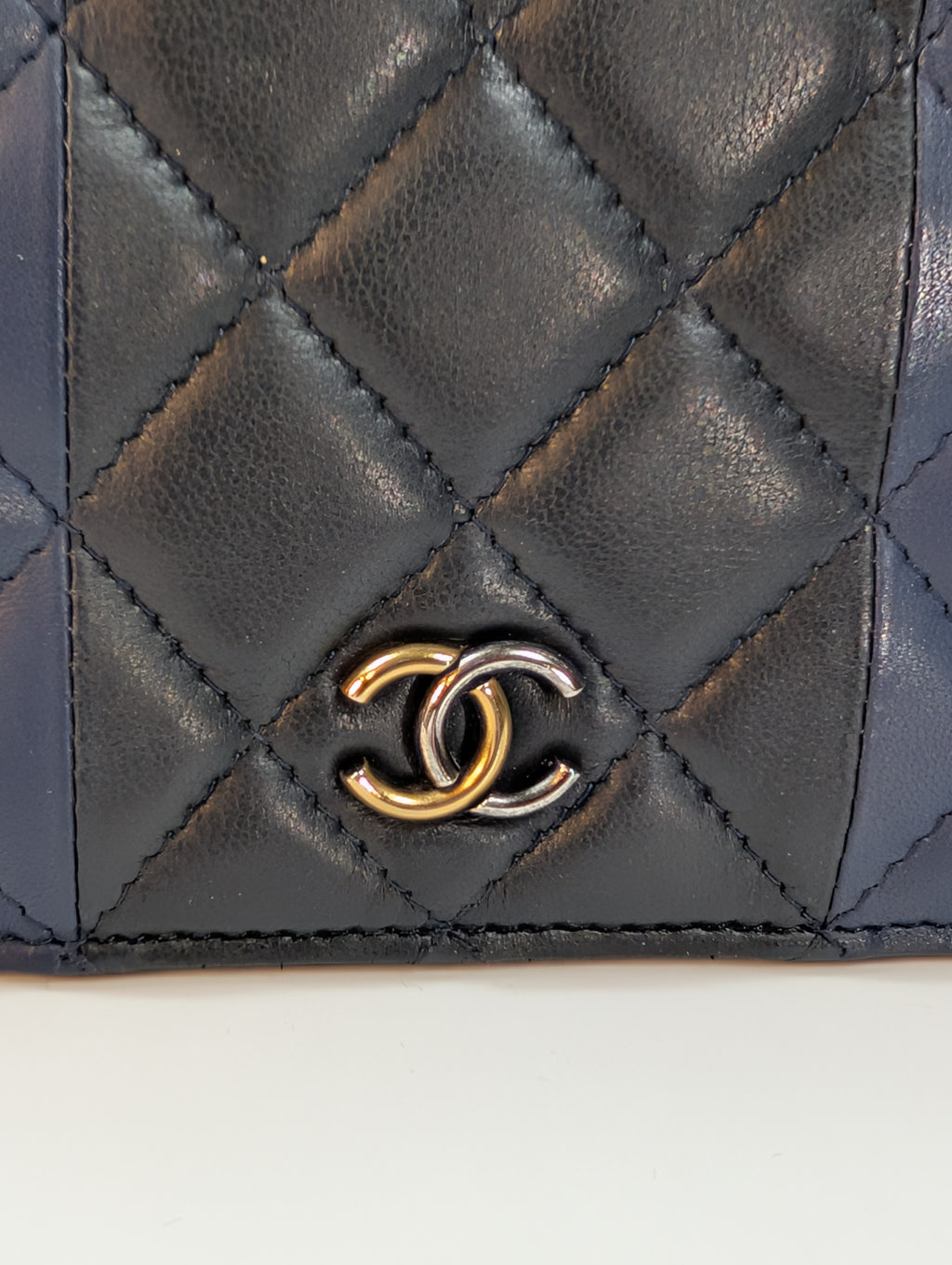 Chanel Bicolor Black and Navy Quilted Lambskin Wallet on Chain (WOC)