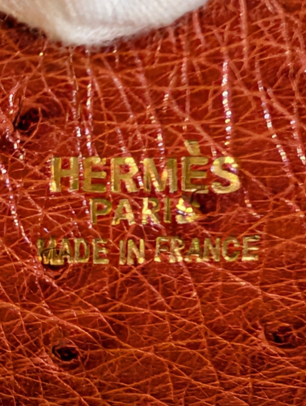 Hermes Vintage Orange Terracotta Ostrich Leather Tote Bag