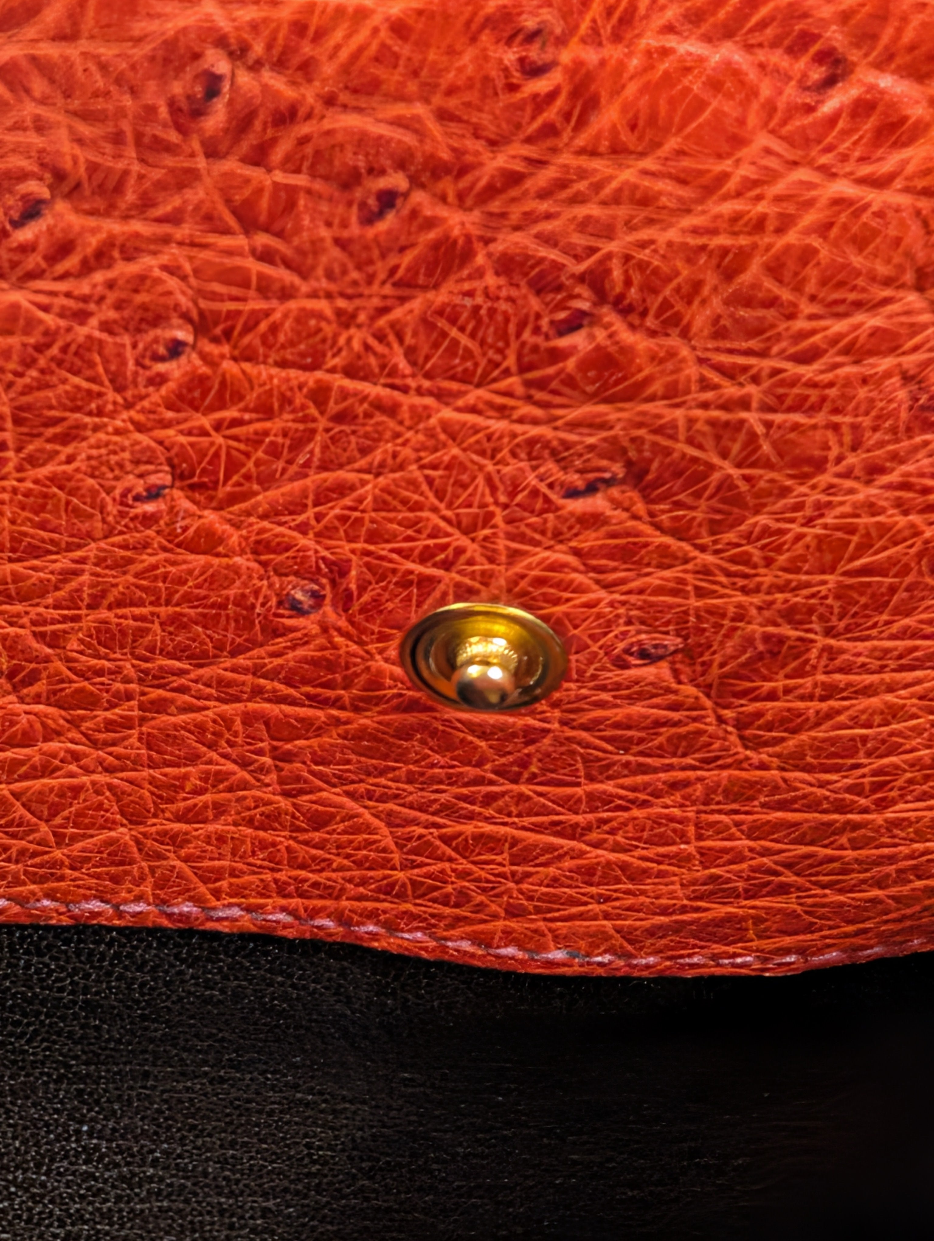 Hermes Vintage Orange Terracotta Ostrich Leather Tote Bag