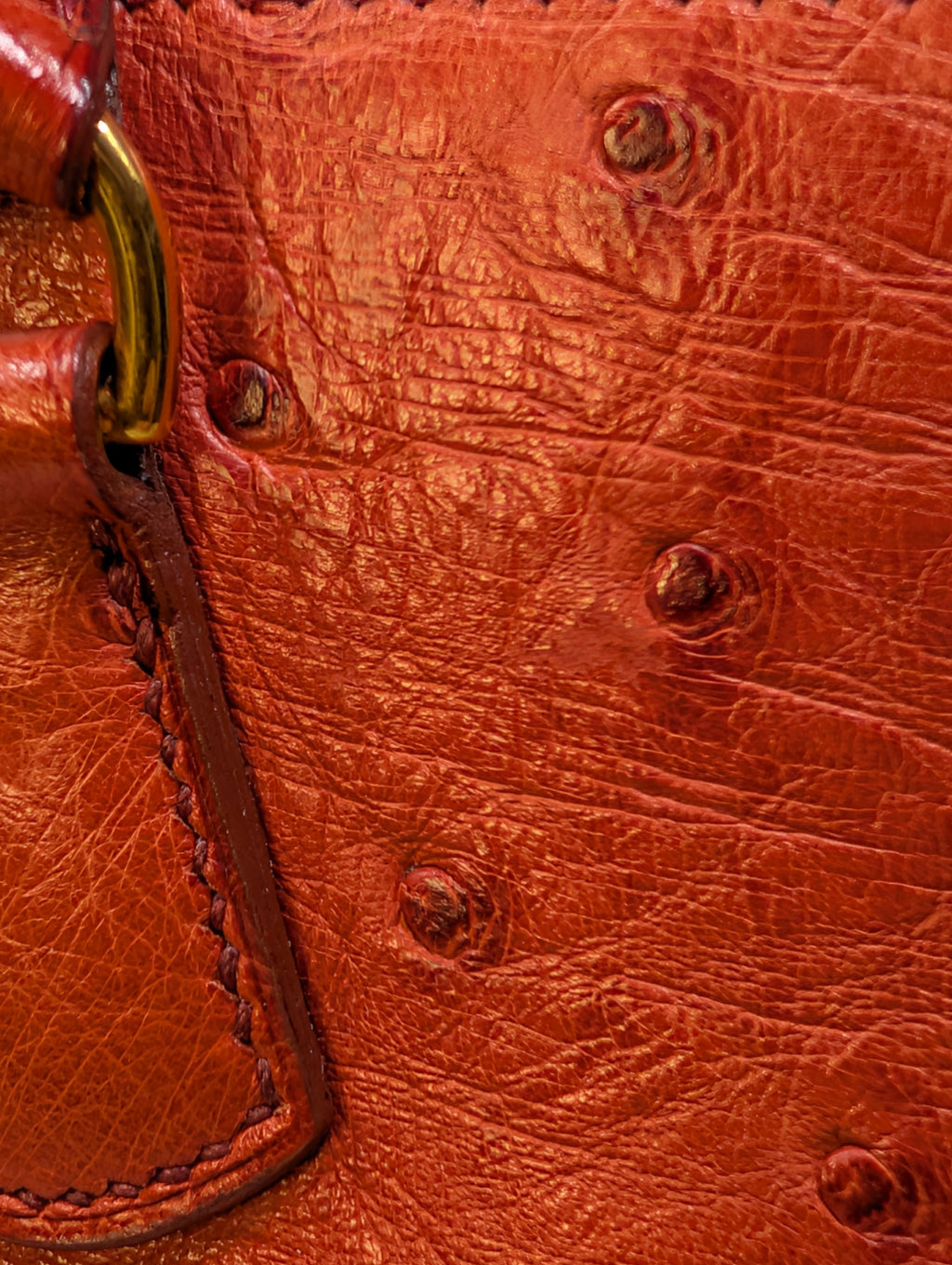 Hermes Vintage Orange Terracotta Ostrich Leather Tote Bag