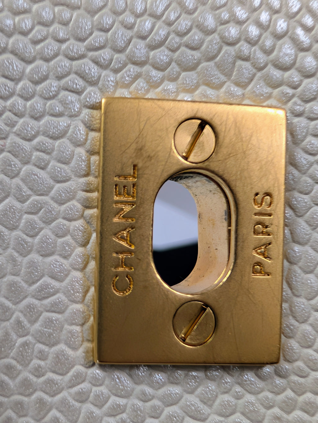 Chanel Vintage Classic Iridescent Pearl Caviar Medium Flap Bag