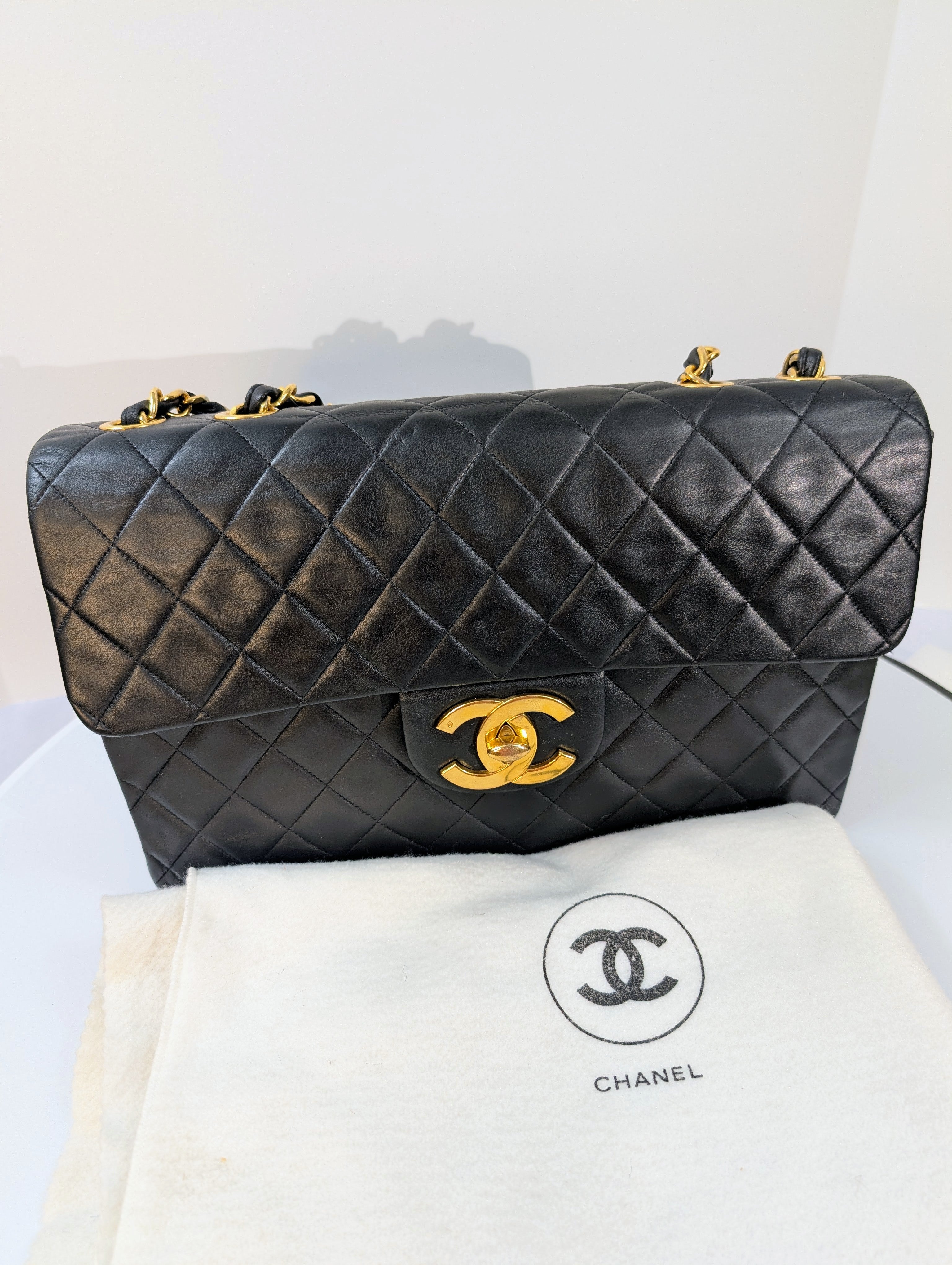 Chanel Vintage Black Series 3 Classic Maxi Calfskin Single Flap Bag