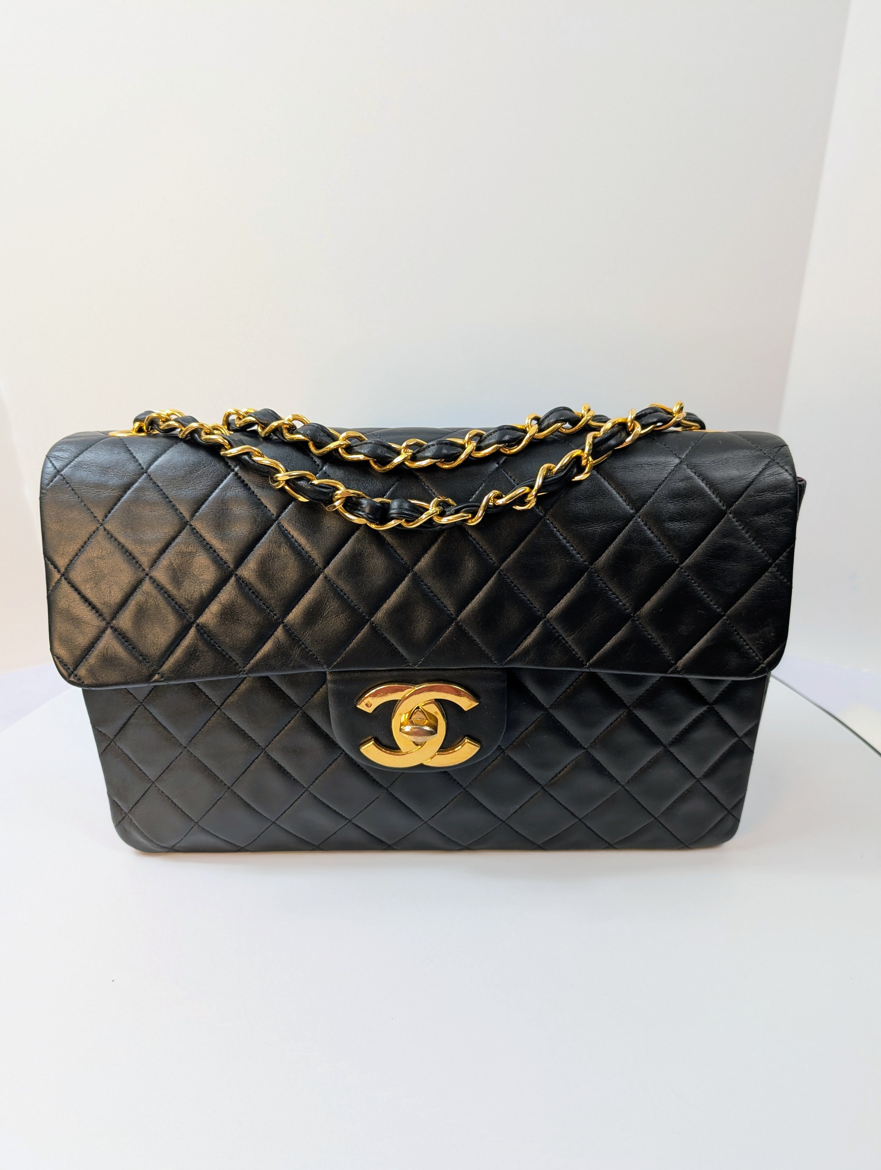 Chanel Vintage Black Series 3 Classic Maxi Calfskin Single Flap Bag