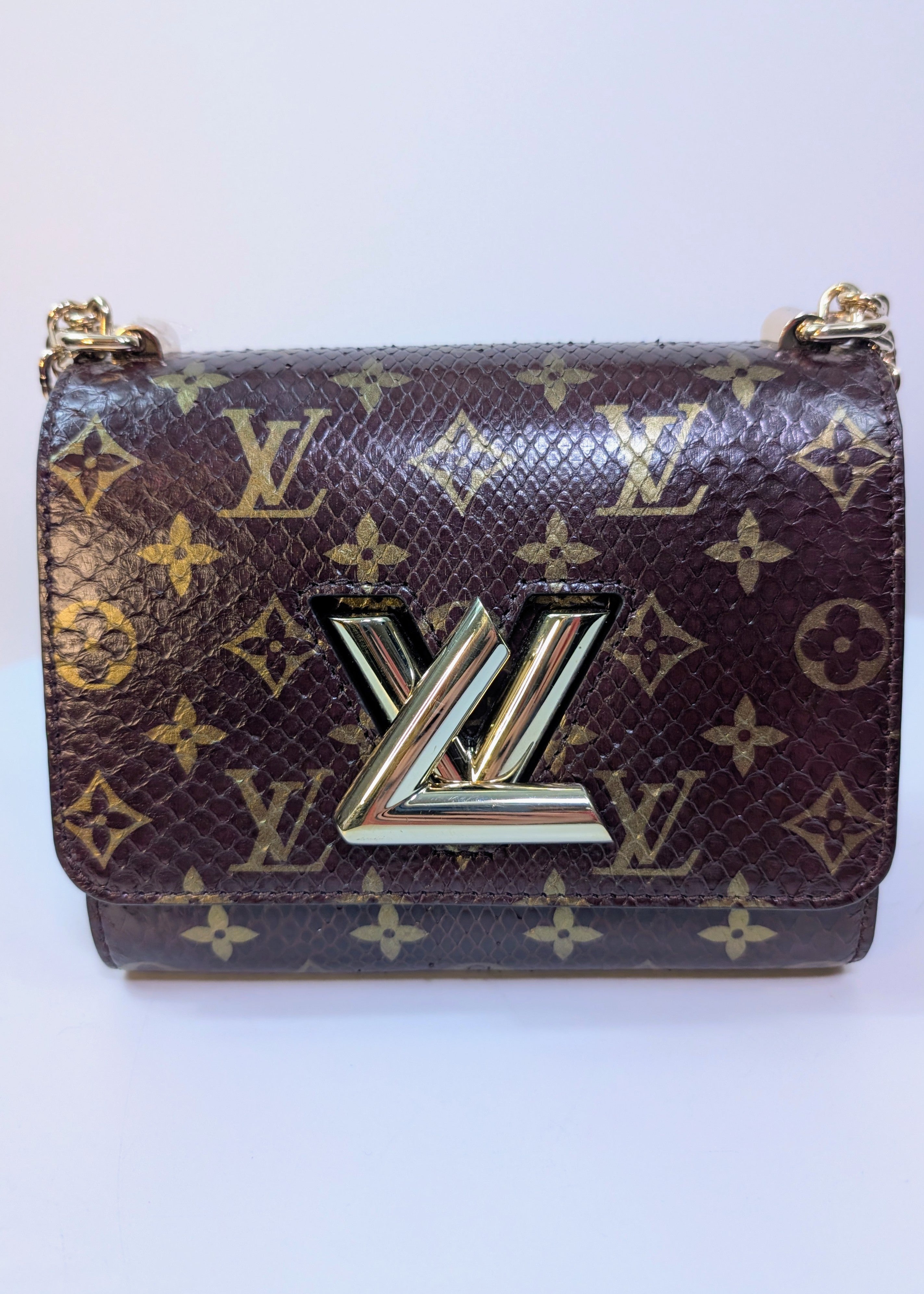 Louis Vuitton Brown Glazed Python Monogram Twist PM Bag