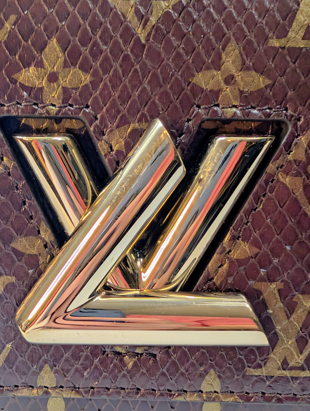 Louis Vuitton Brown Glazed Python Monogram Twist PM Bag