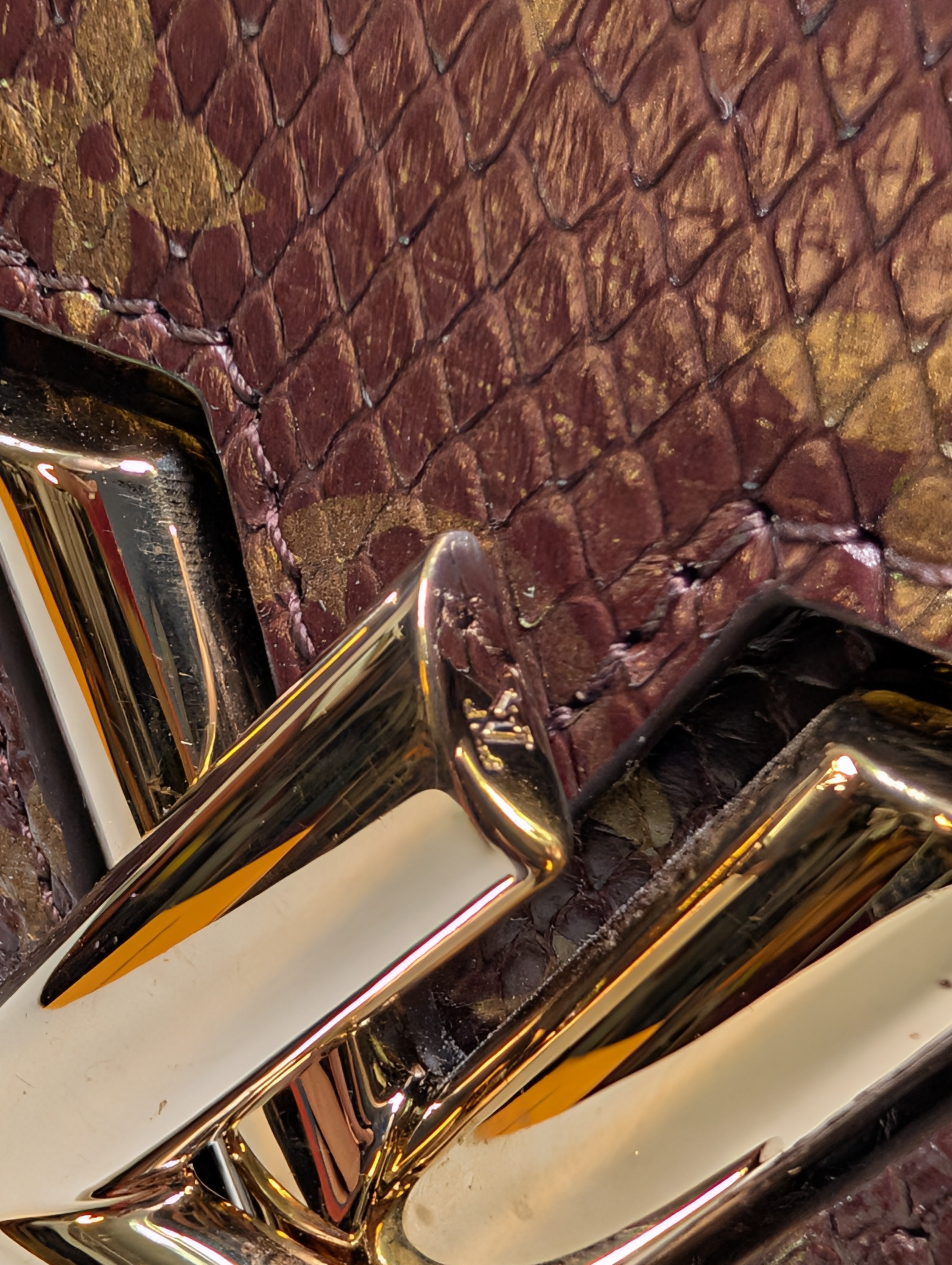 Louis Vuitton Brown Glazed Python Monogram Twist PM Bag
