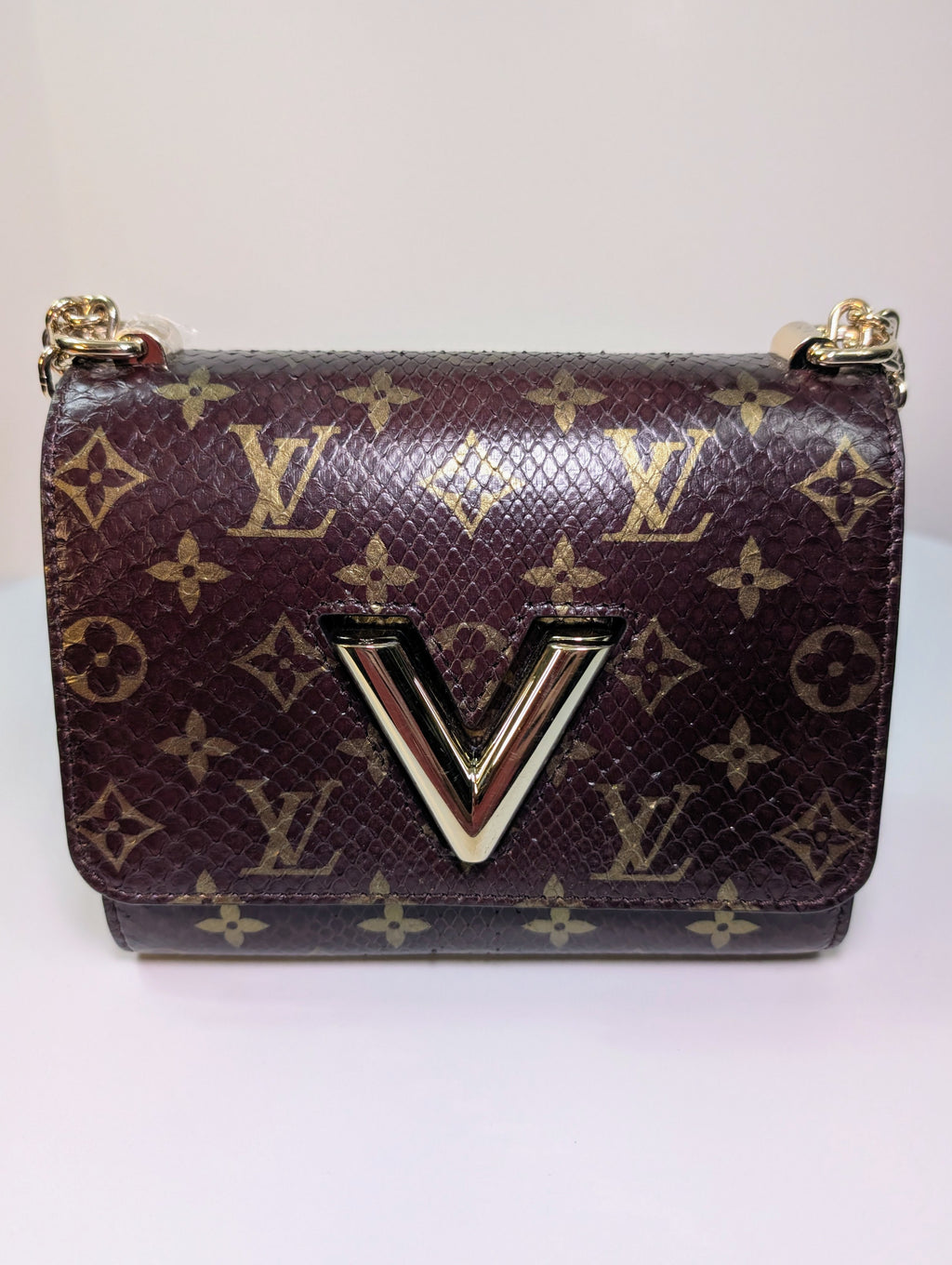 Louis Vuitton Brown Glazed Python Monogram Twist PM Bag