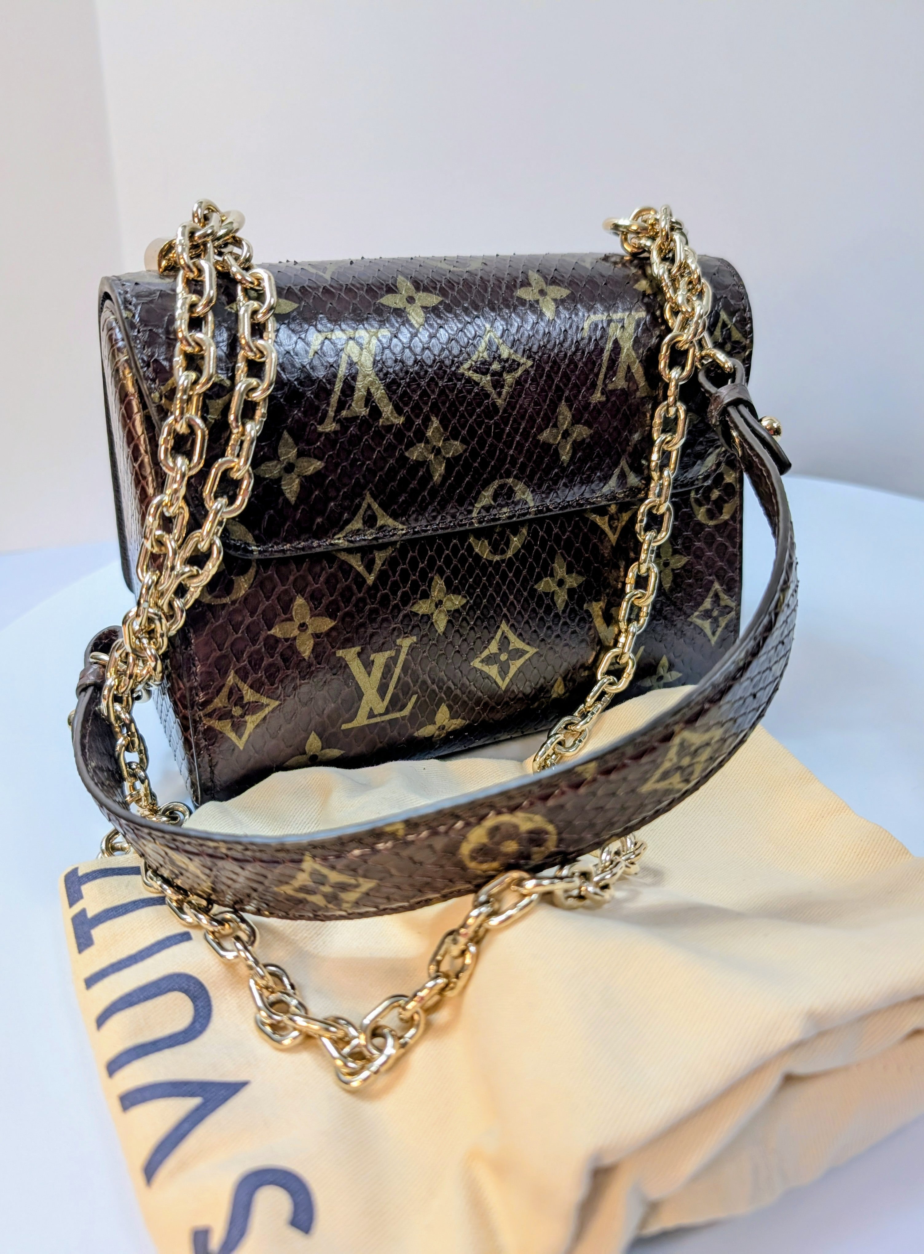 Louis Vuitton Brown Glazed Python Monogram Twist PM Bag