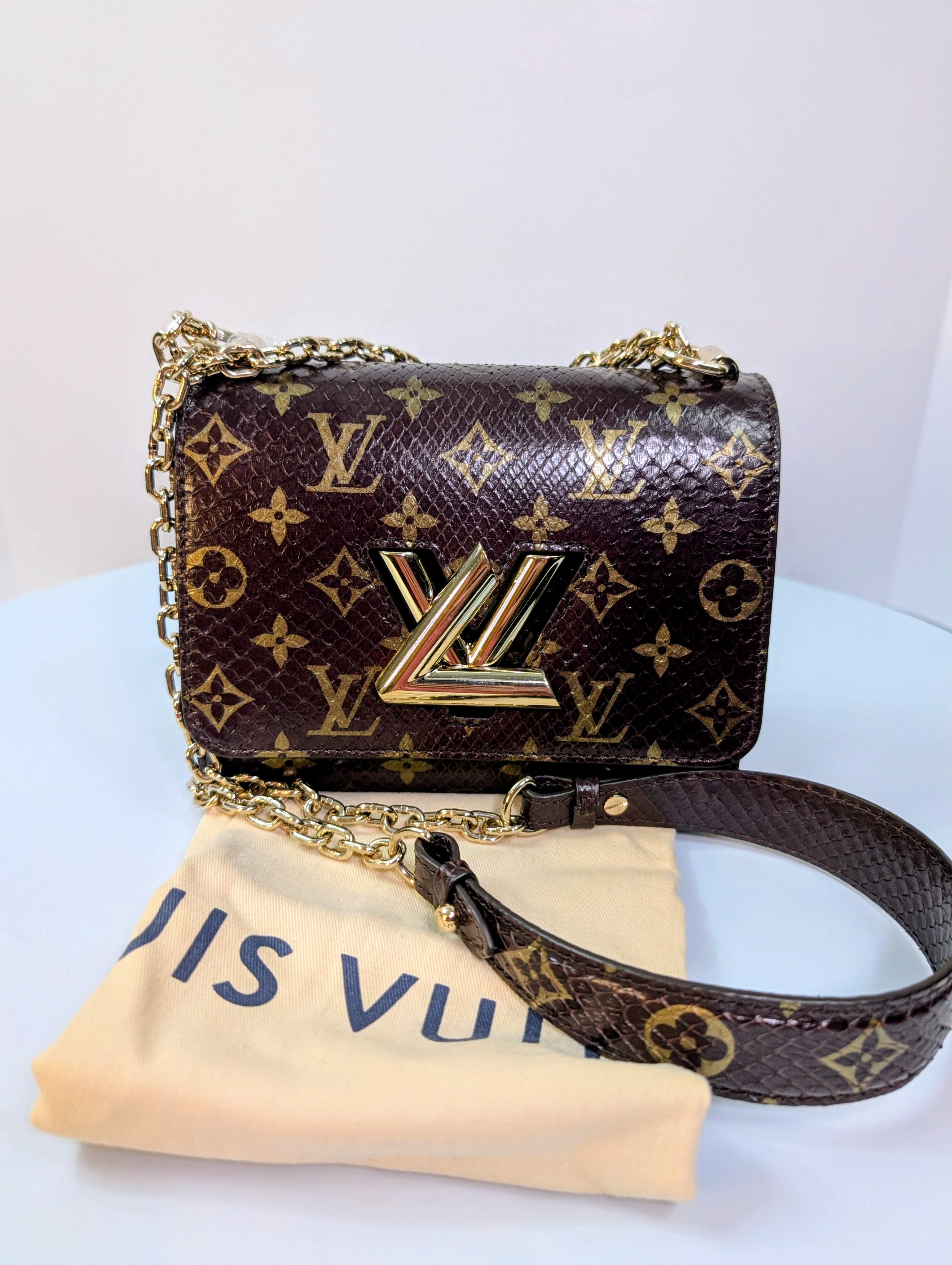 Louis Vuitton Brown Glazed Python Monogram Twist PM Bag