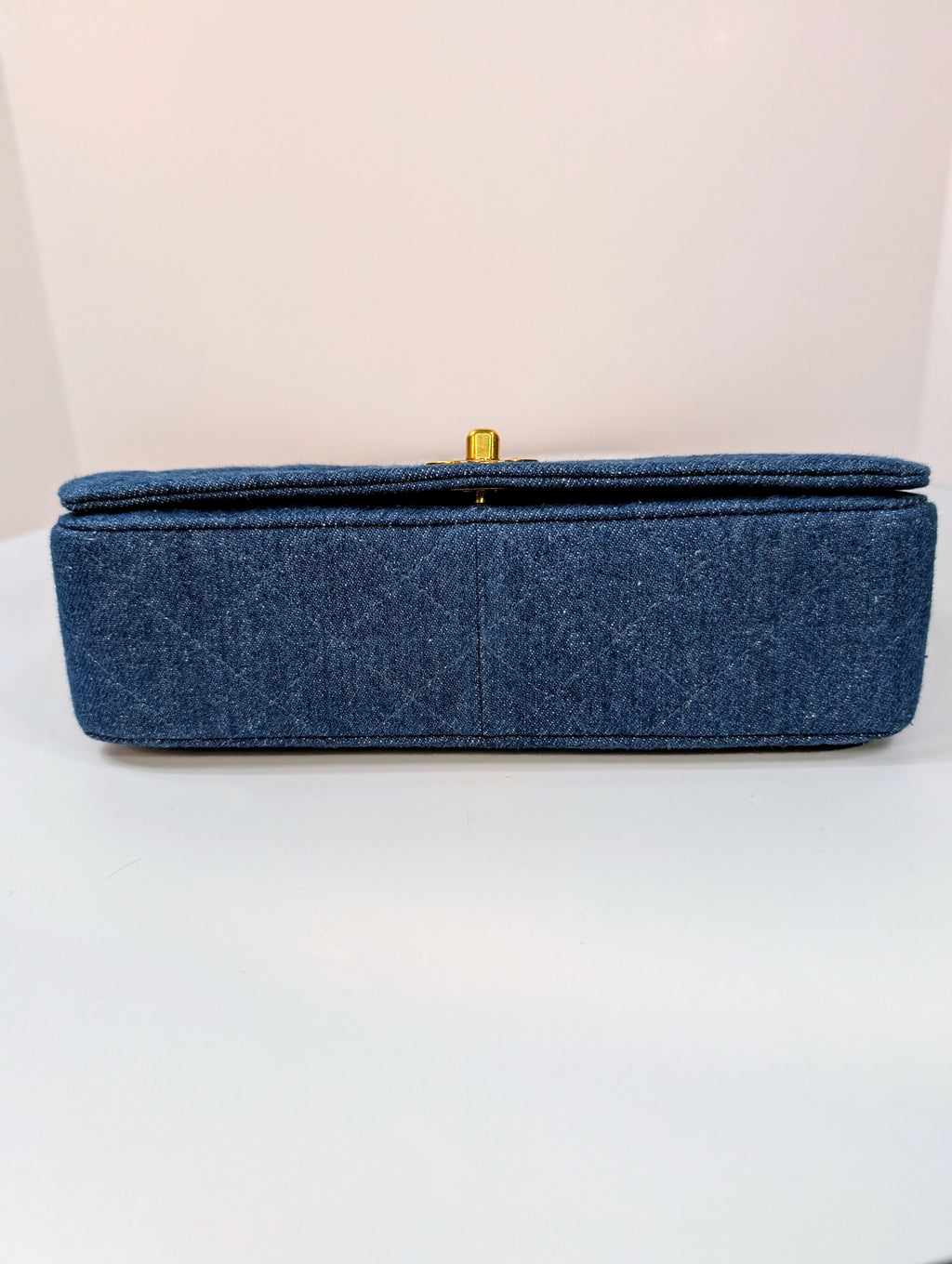 Chanel Vintage Classic Blue Denim Quilted Medium Full Flap Bag