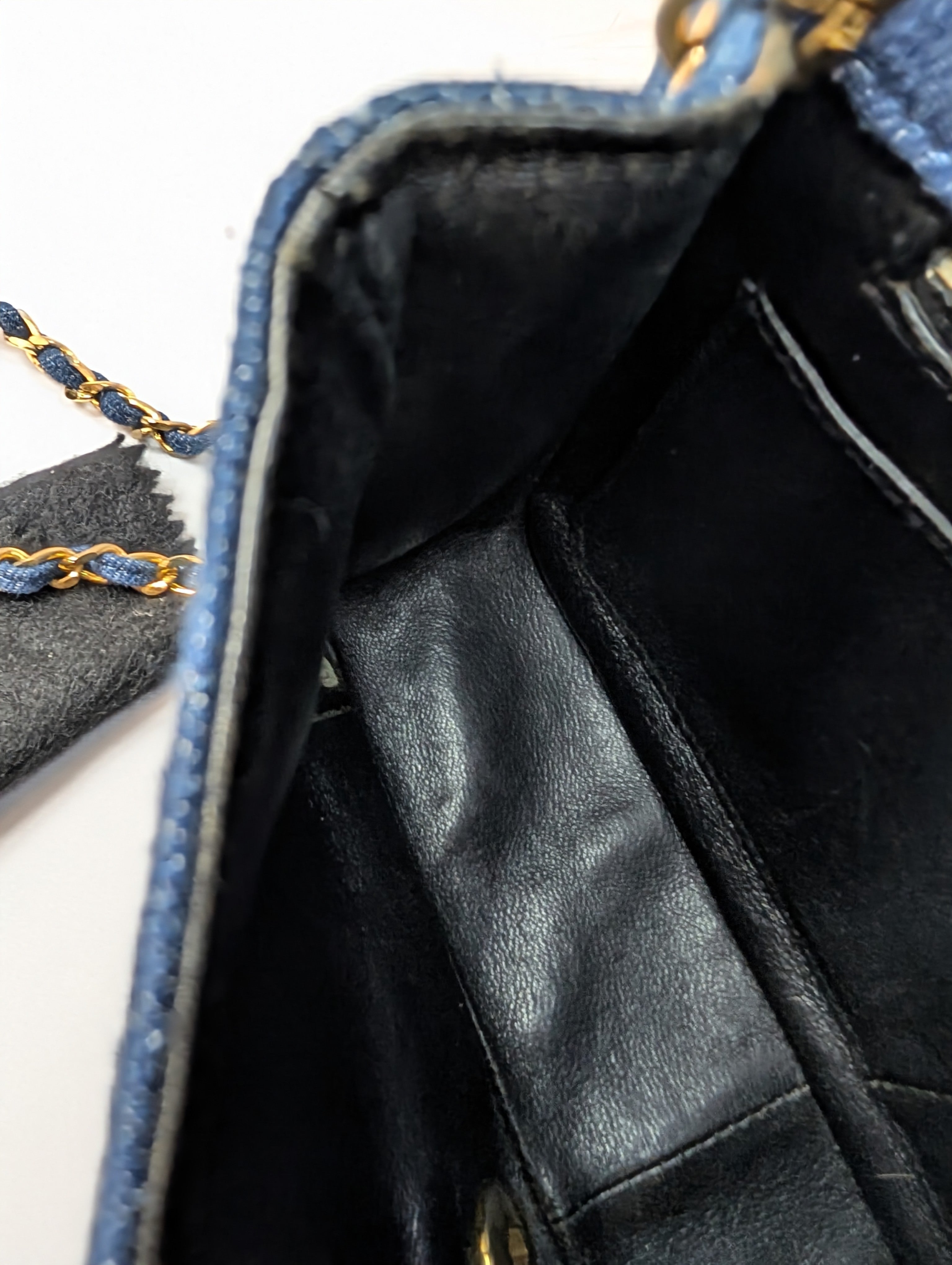 Chanel Vintage Classic Blue Denim Quilted Medium Full Flap Bag