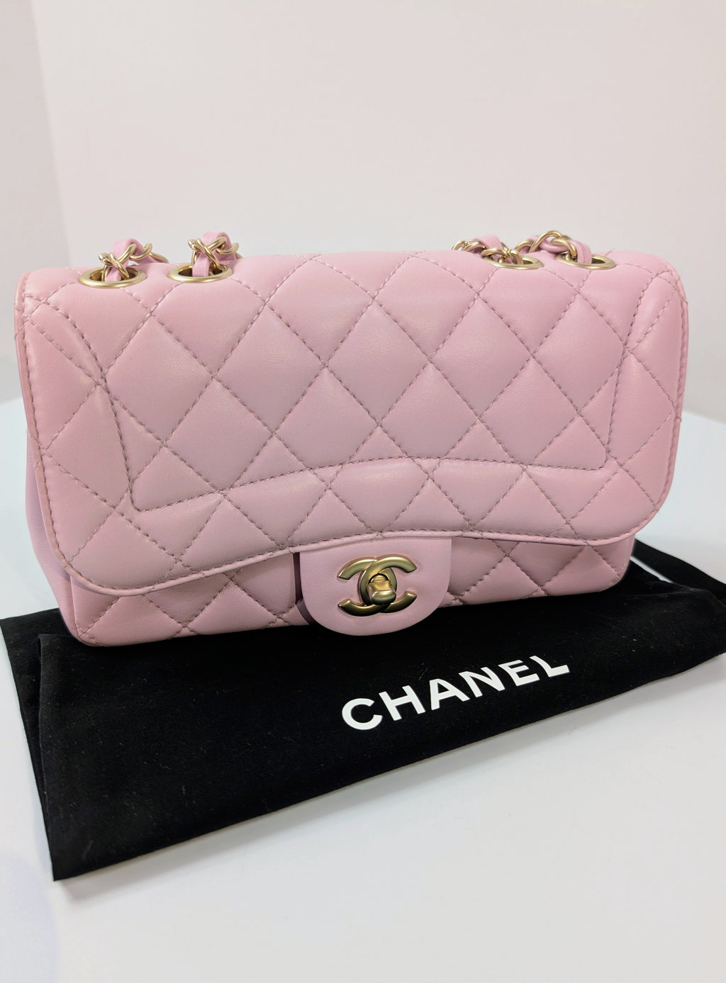 Chanel Light Pink Rose Mademoiselle Mini Rectangular Classic Flap Bag