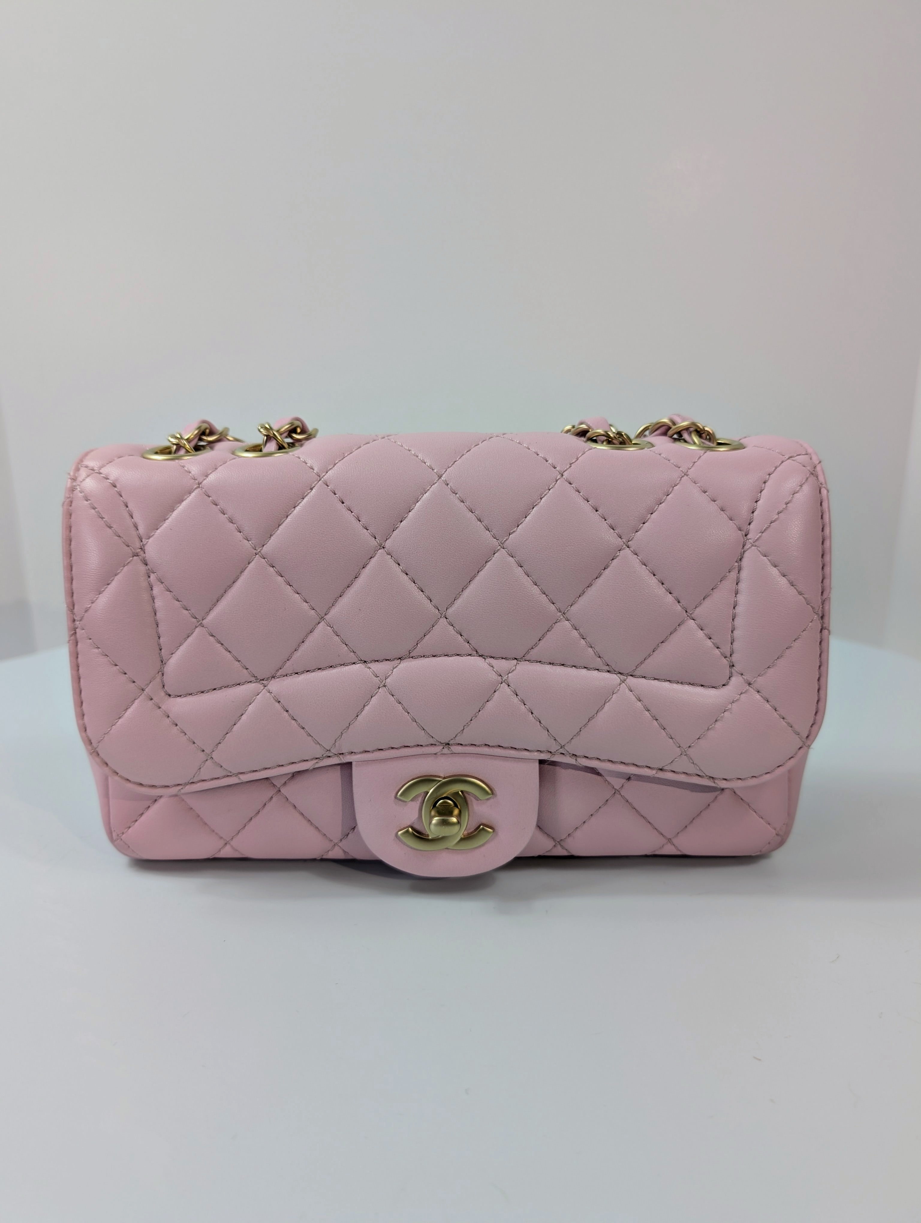 Chanel Light Pink Rose Mademoiselle Mini Rectangular Classic Flap Bag
