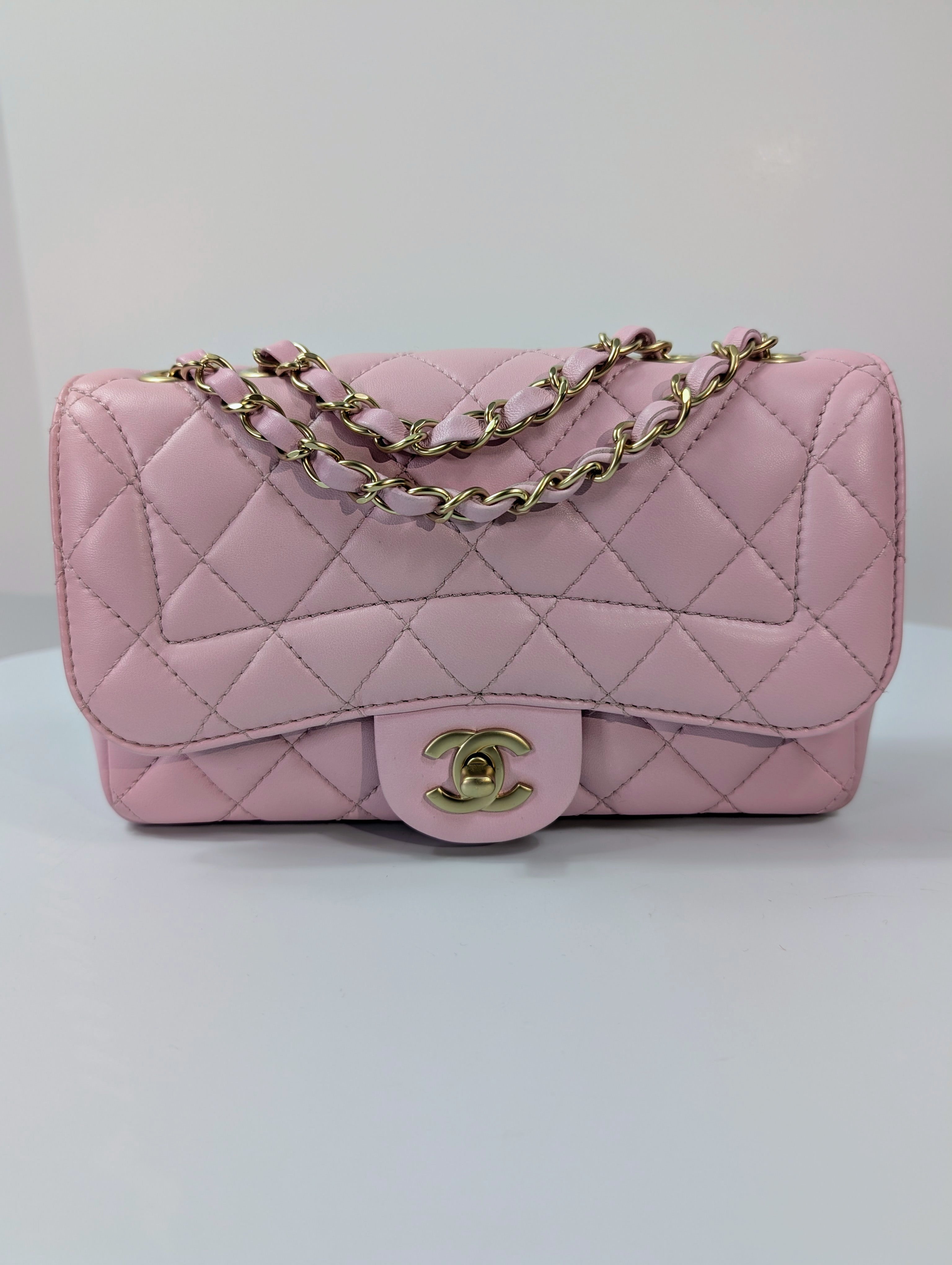 Chanel Light Pink Rose Mademoiselle Mini Rectangular Classic Flap Bag