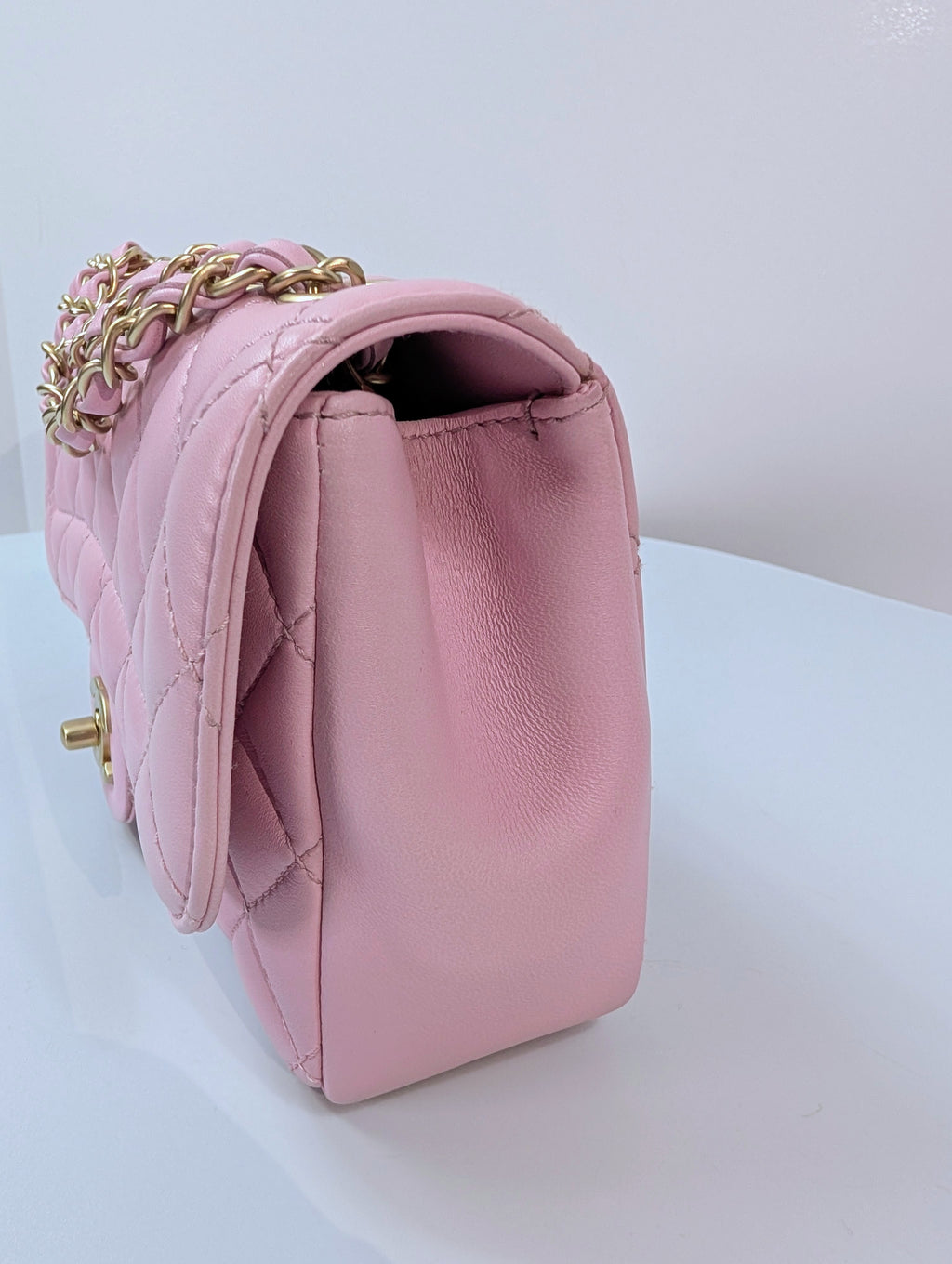 Chanel Light Pink Rose Mademoiselle Mini Rectangular Classic Flap Bag