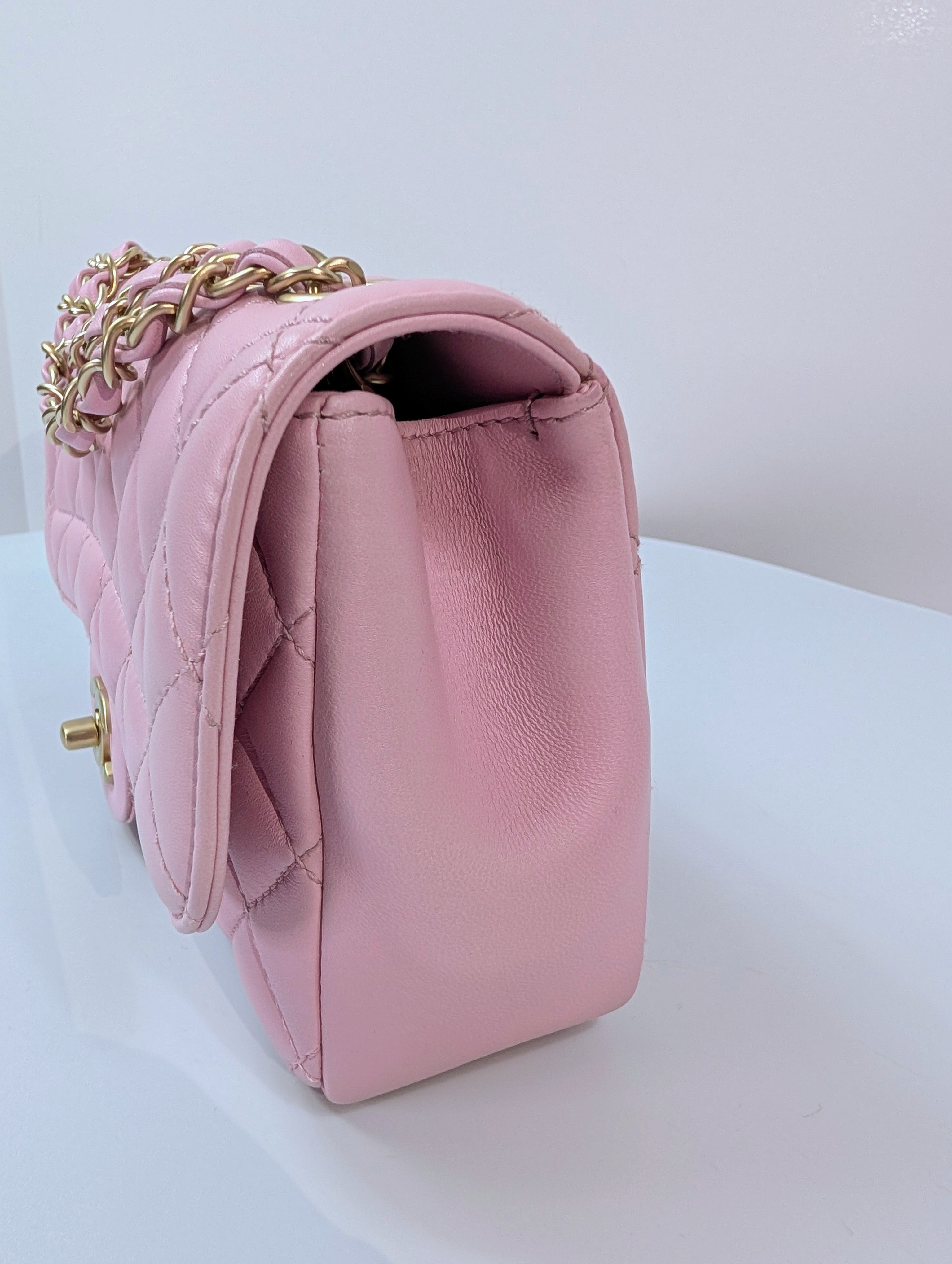 Chanel Light Pink Rose Mademoiselle Mini Rectangular Classic Flap Bag