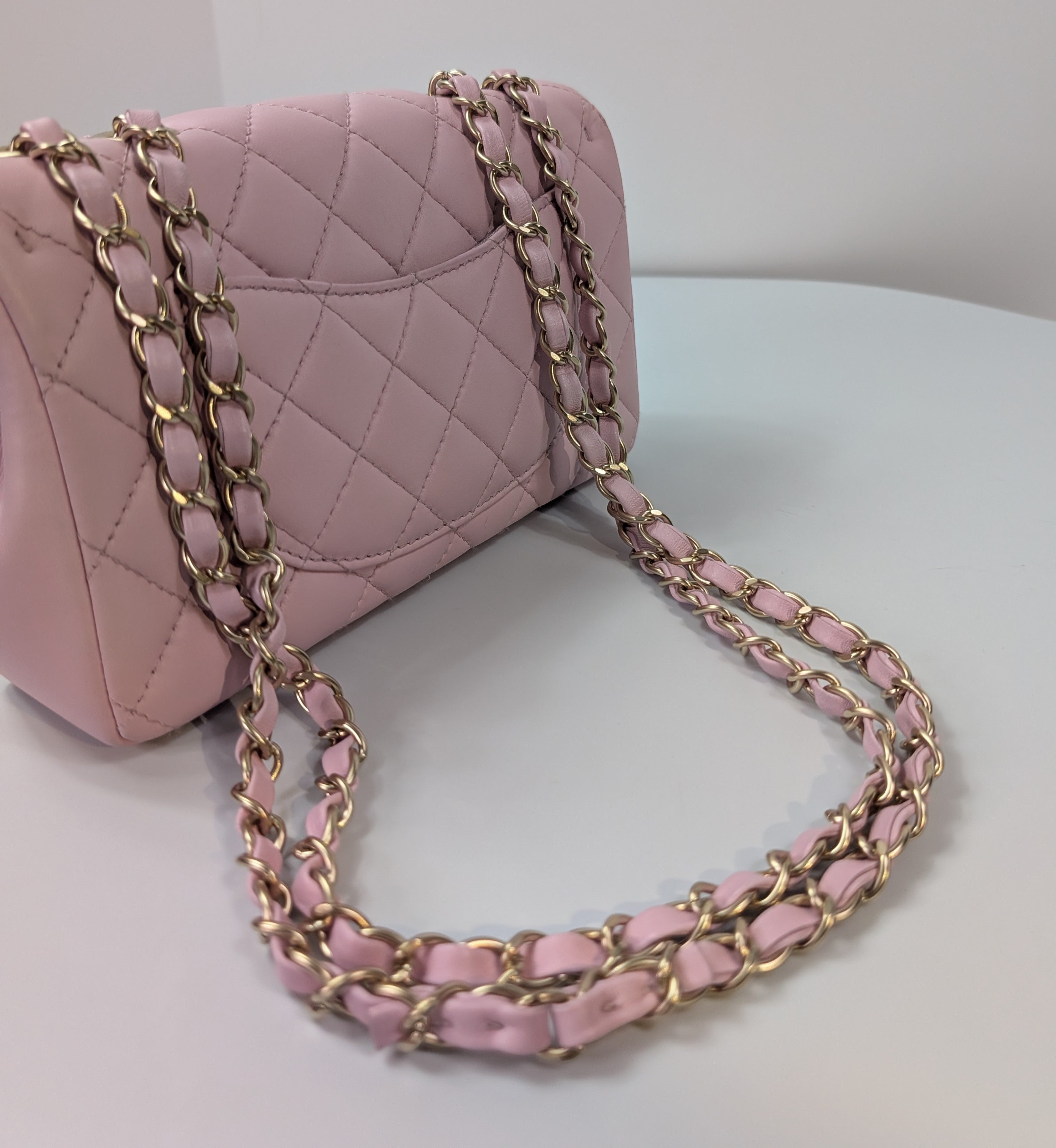 Chanel Light Pink Rose Mademoiselle Mini Rectangular Classic Flap Bag