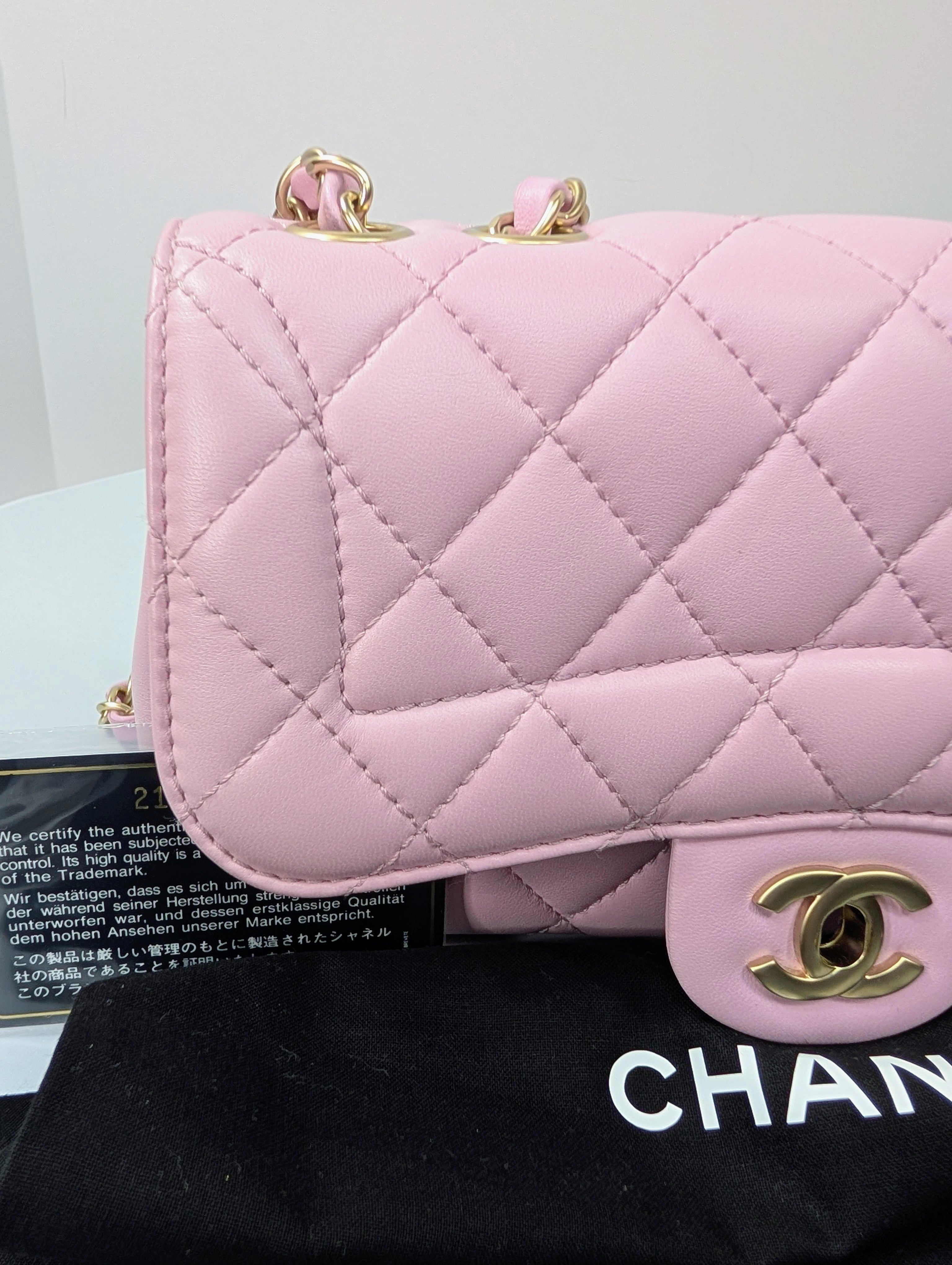 Chanel Light Pink Rose Mademoiselle Mini Rectangular Classic Flap Bag