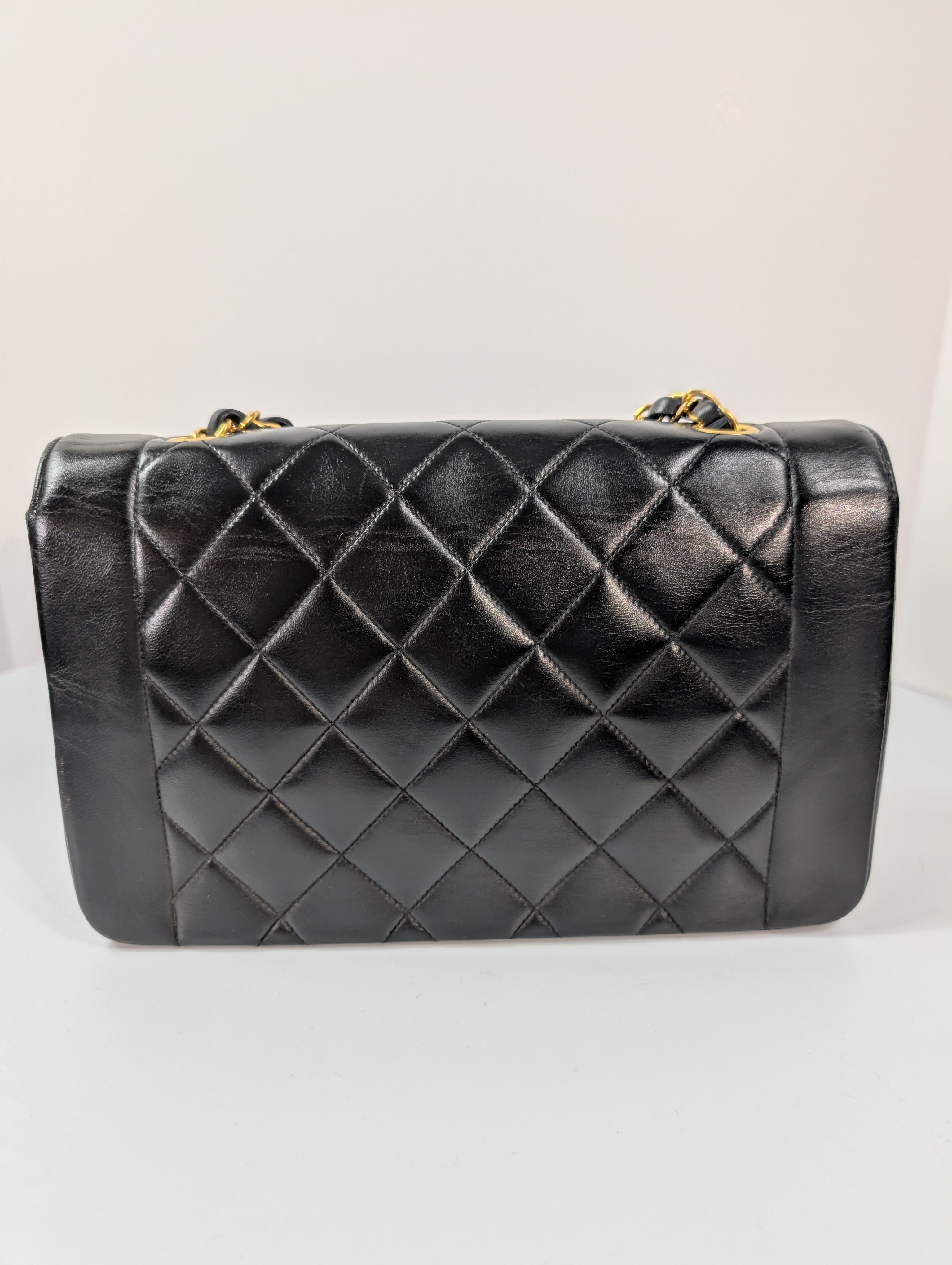 Chanel Vintage 3-Series Black Quilted Lambskin Diana Single Flap Bag