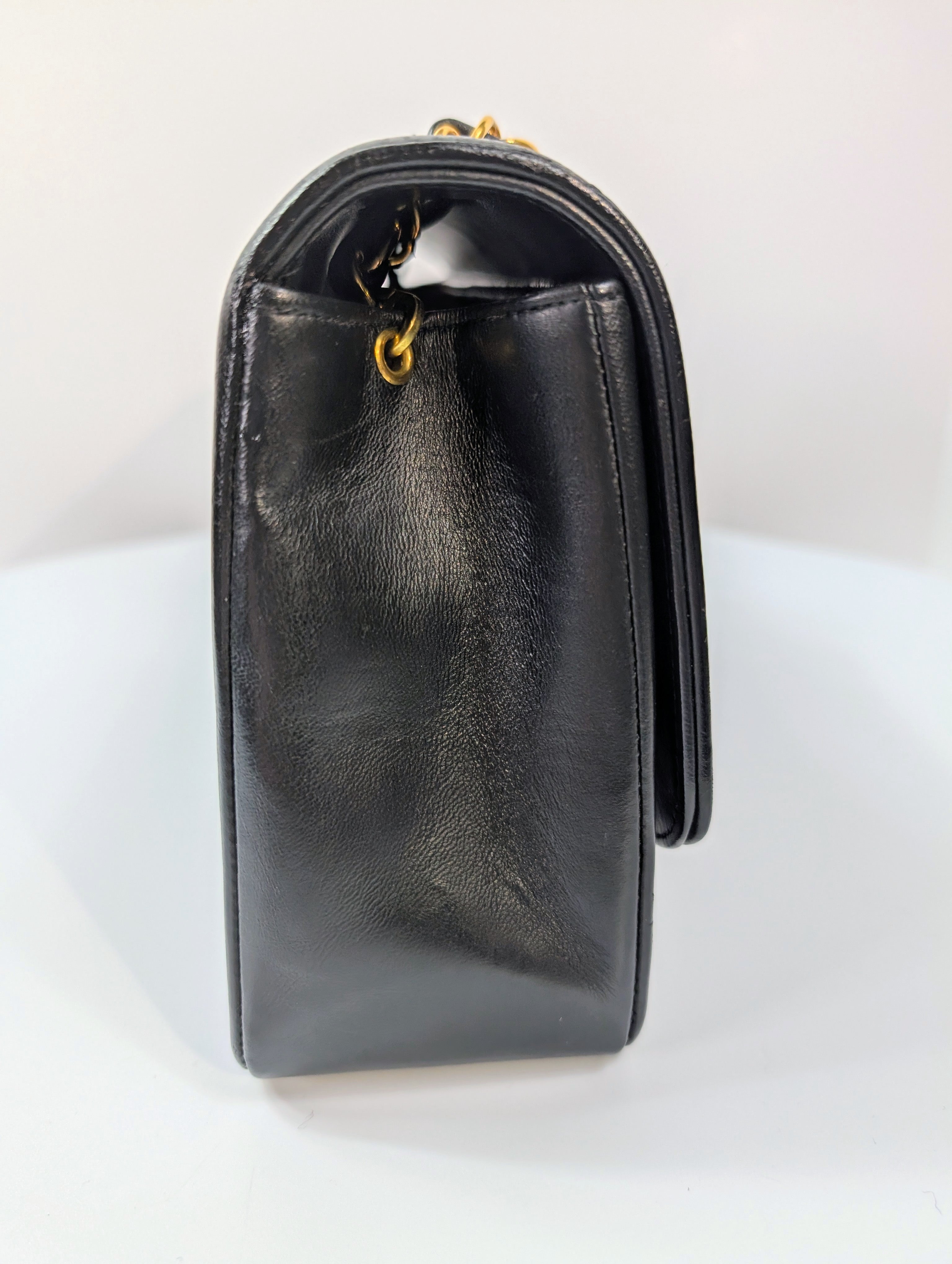 Chanel Vintage 3-Series Black Quilted Lambskin Diana Single Flap Bag