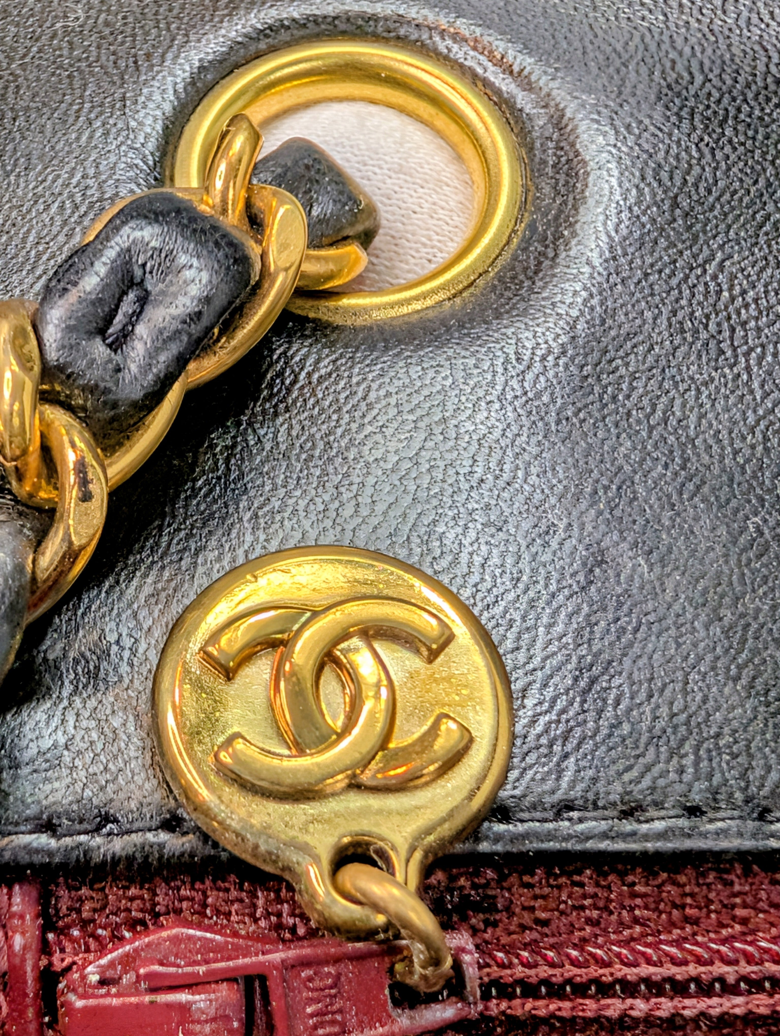Chanel Vintage 3-Series Black Quilted Lambskin Diana Single Flap Bag