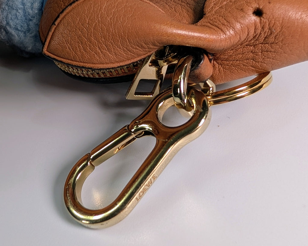 Loewe Camel Brown Grained Leather Flamenco Knot Drawstring Bag