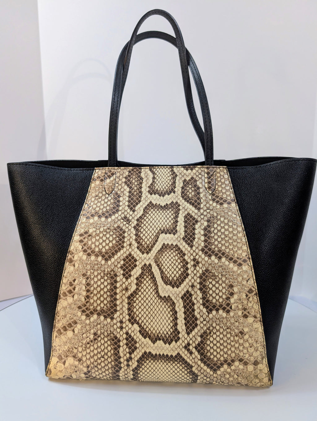 Louis Vuitton Black Grained Leather and Python Lockme Cabas Tote Bag