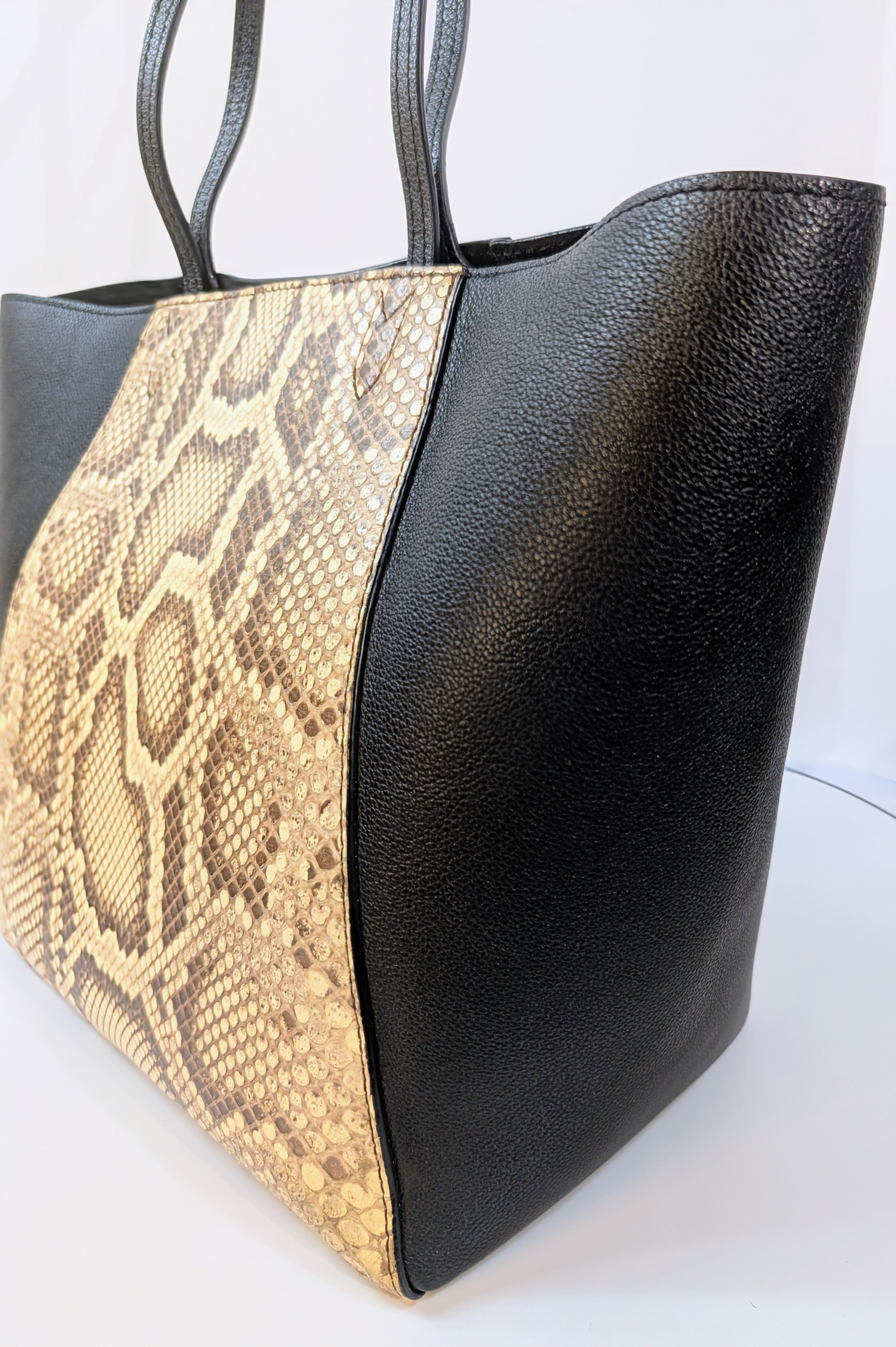 Louis Vuitton Black Grained Leather and Python Lockme Cabas Tote Bag