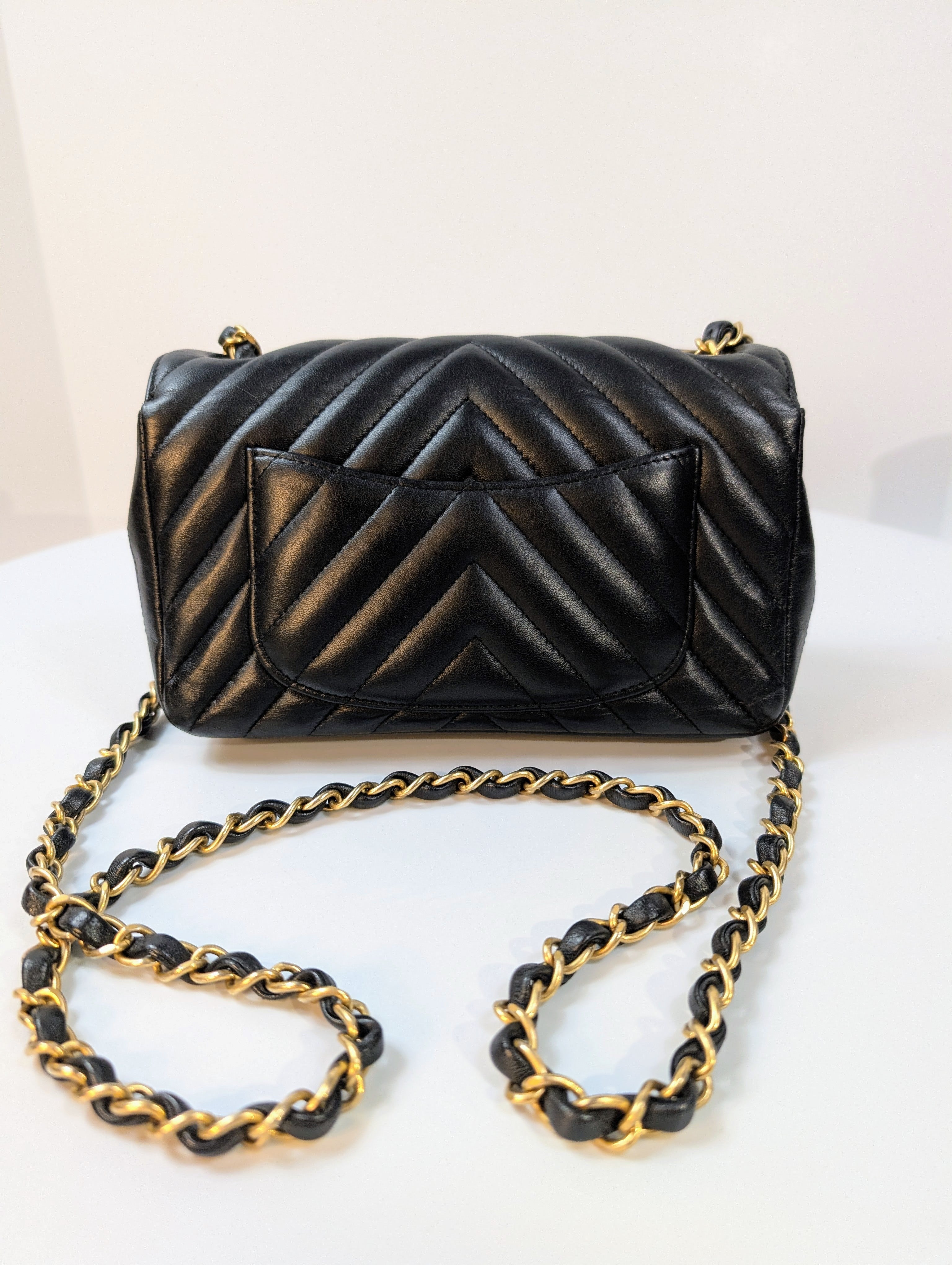 Chanel Black Classic Mini Chevron Quilted Lambskin Flap Bag