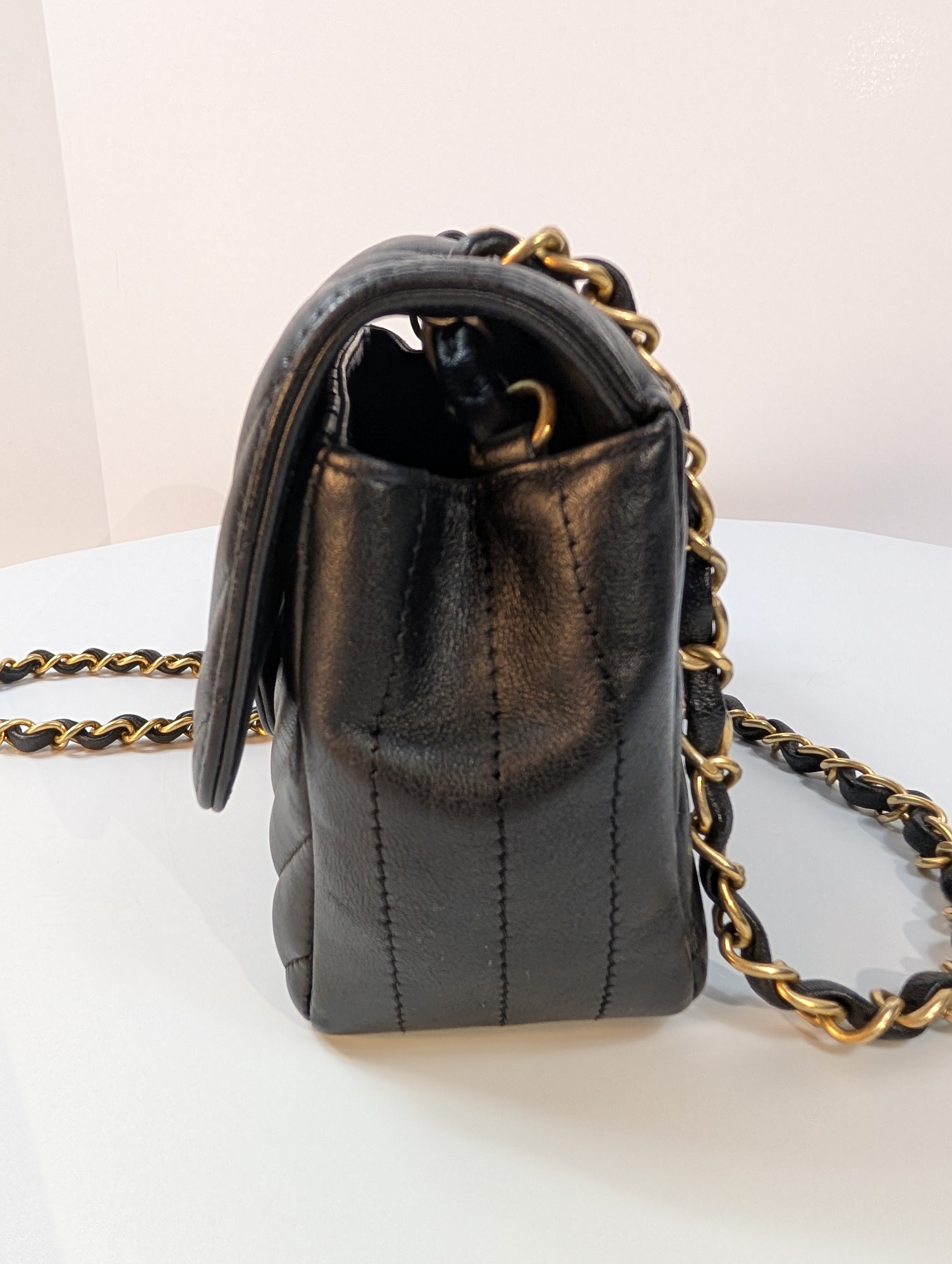 Chanel Black Classic Mini Chevron Quilted Lambskin Flap Bag