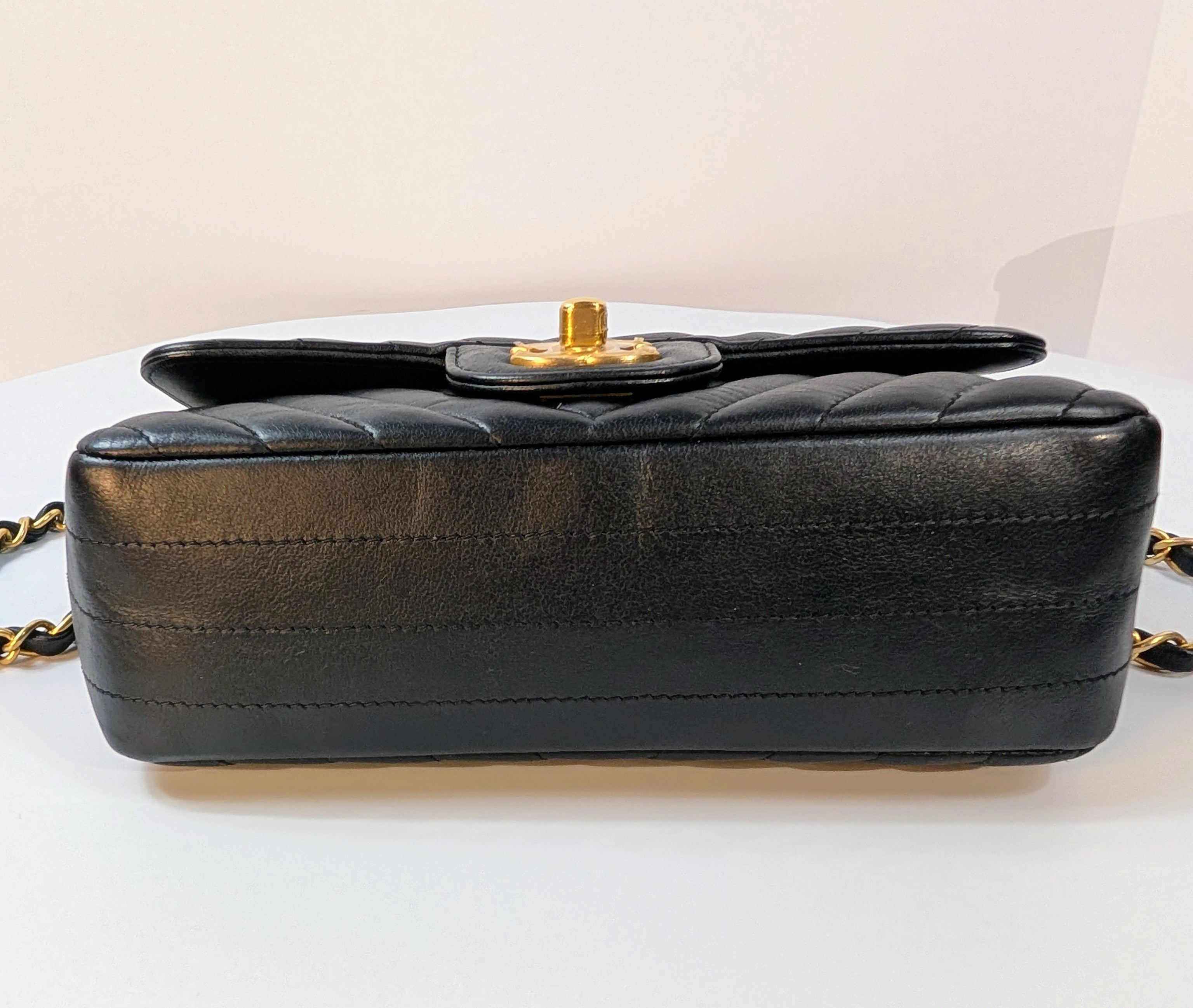 Chanel Black Classic Mini Chevron Quilted Lambskin Flap Bag