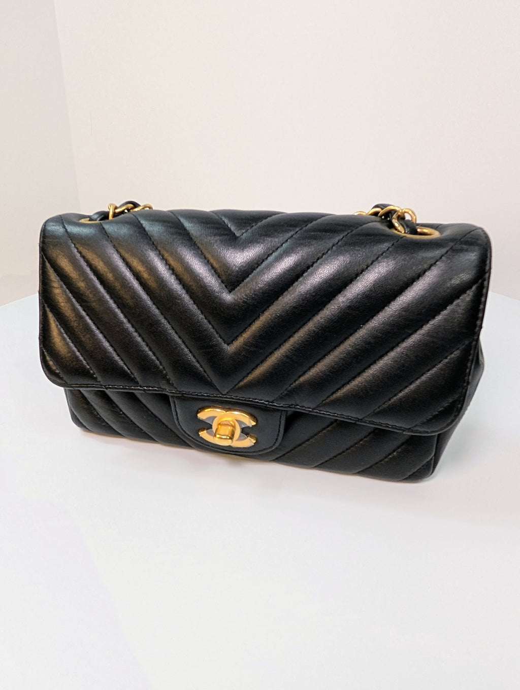 Chanel Black Classic Mini Chevron Quilted Lambskin Flap Bag