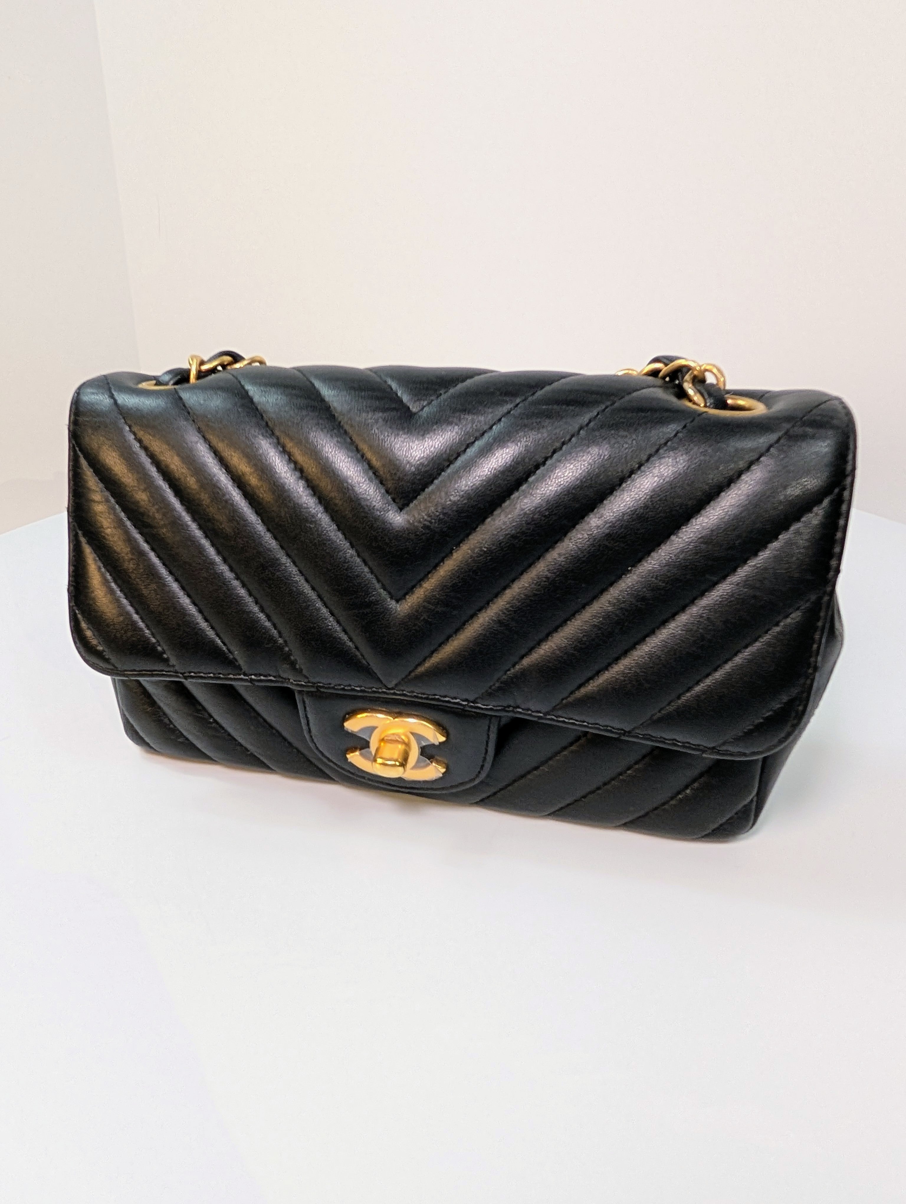 Chanel Black Classic Mini Chevron Quilted Lambskin Flap Bag