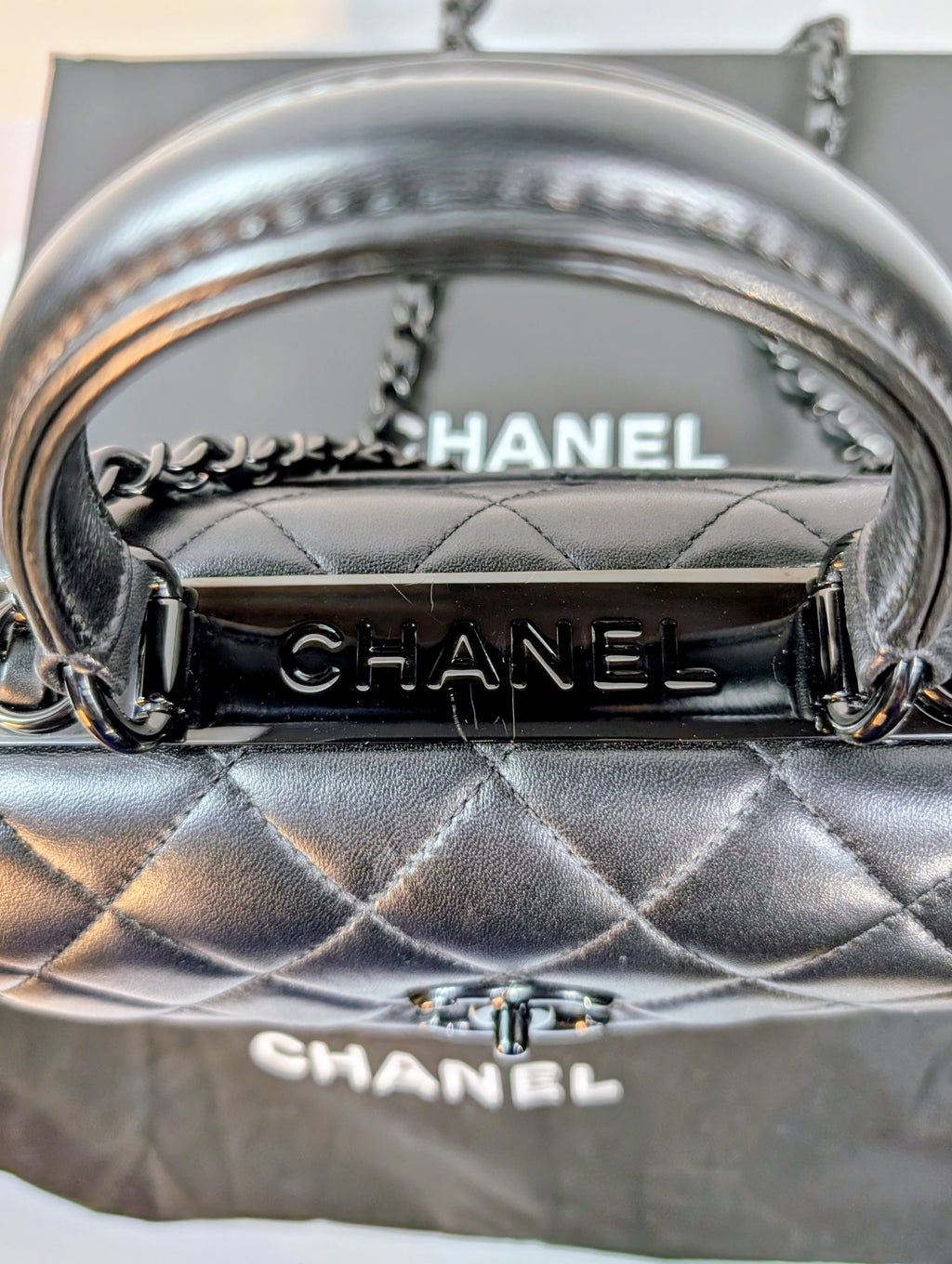 Chanel So Black Quilted Small Trendy Top Handle Flap Bag
