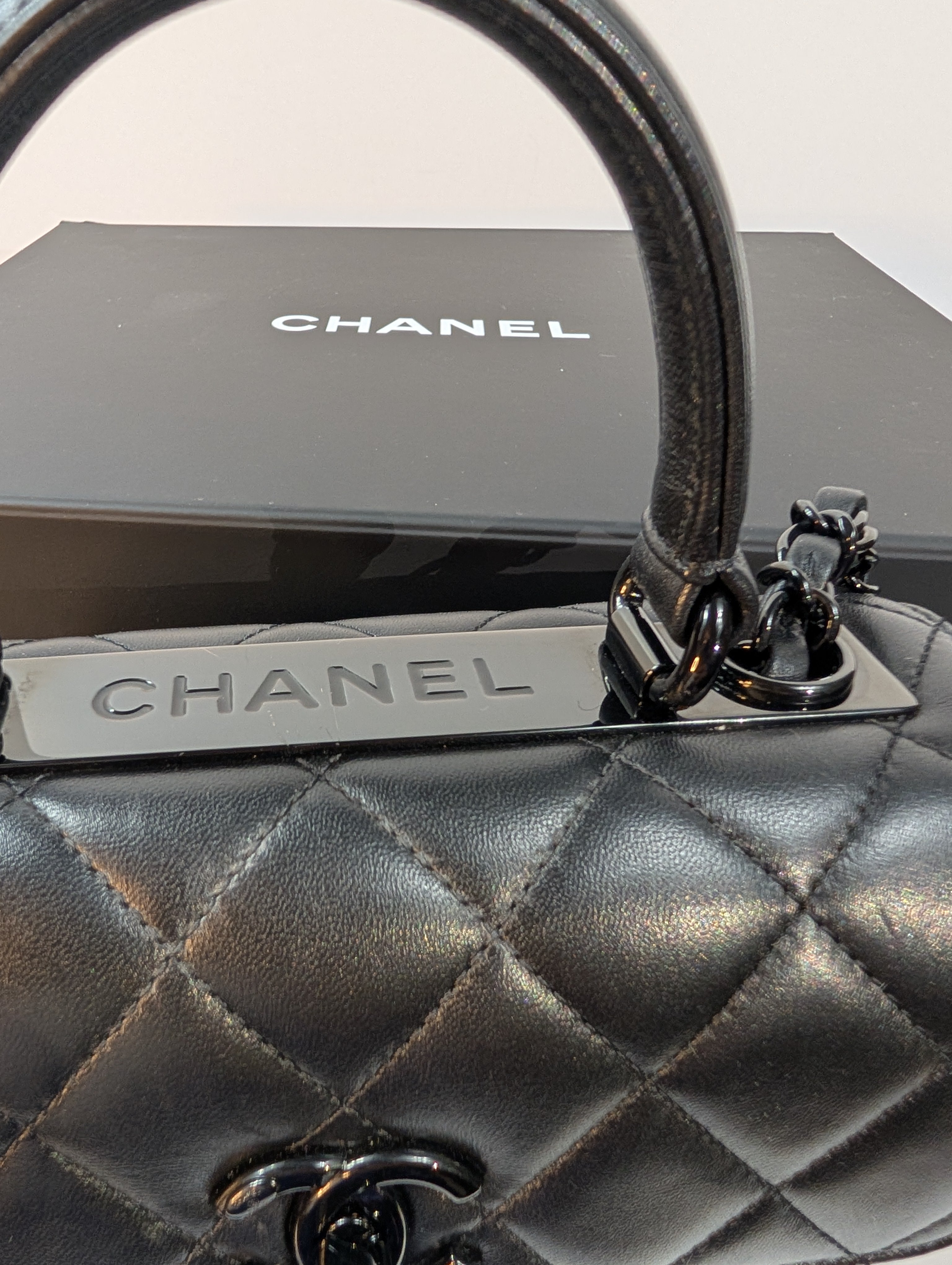 Chanel So Black Quilted Small Trendy Top Handle Flap Bag