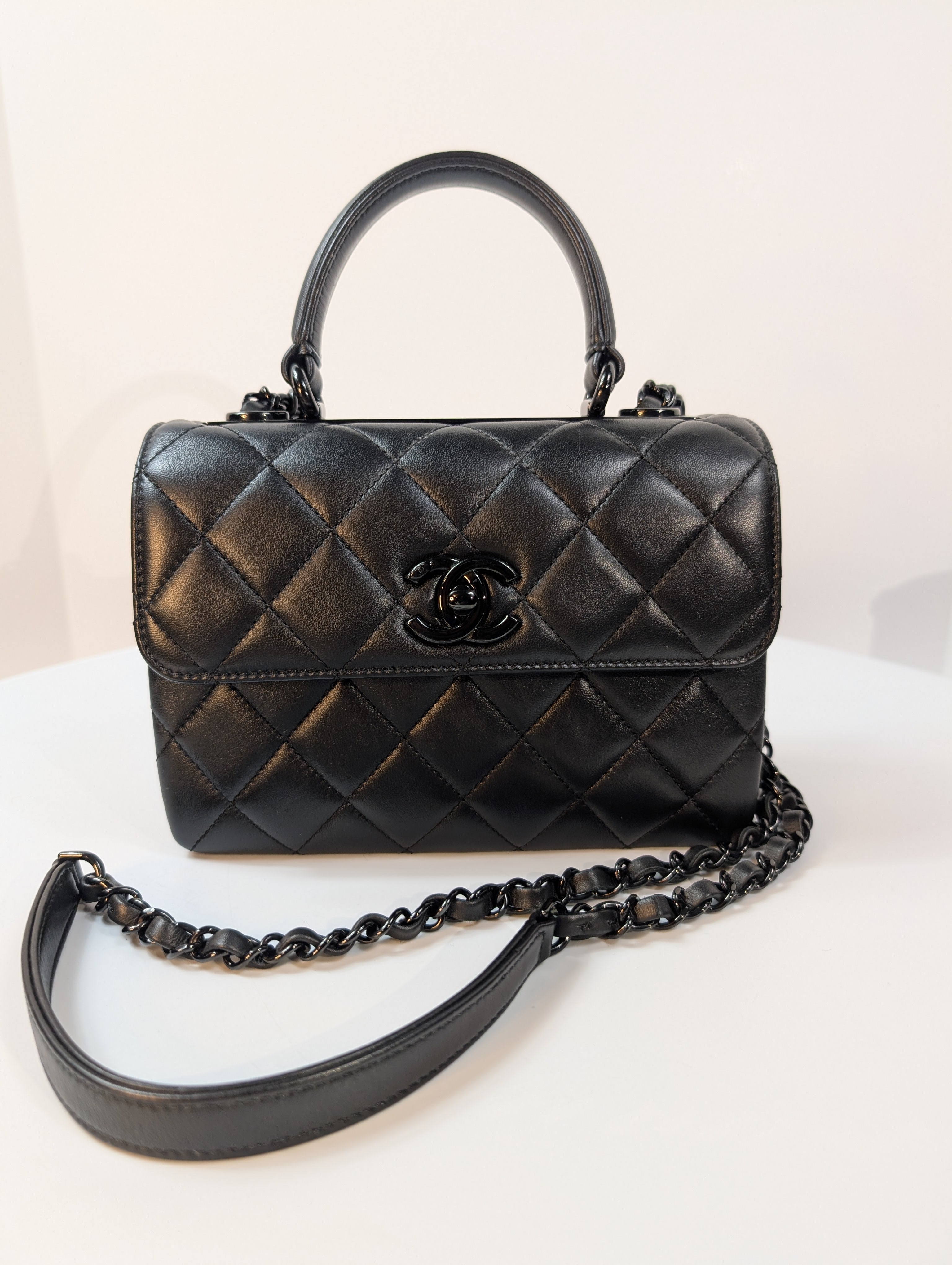 Chanel So Black Quilted Small Trendy Top Handle Flap Bag