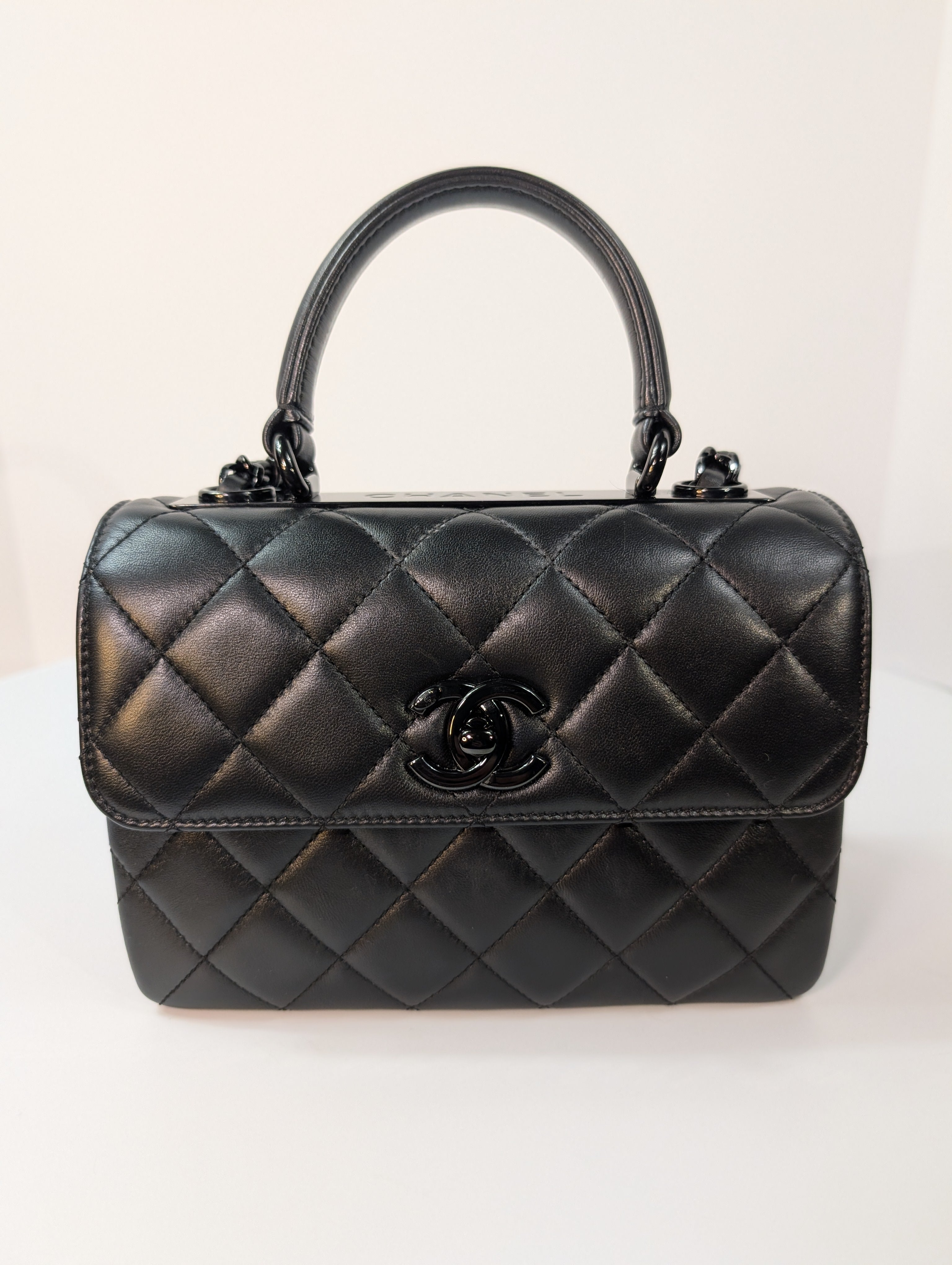 Chanel So Black Quilted Small Trendy Top Handle Flap Bag