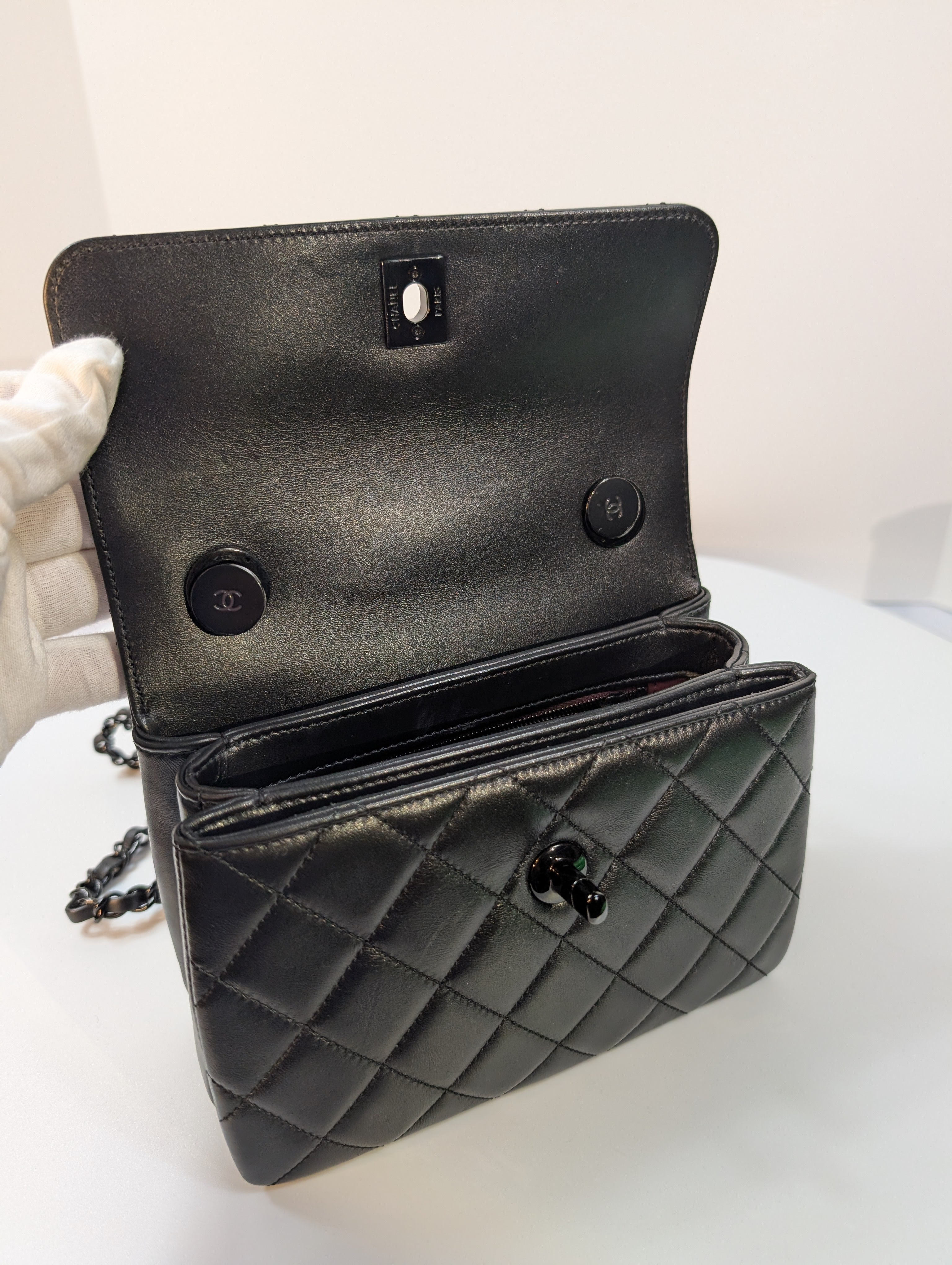 Chanel So Black Quilted Small Trendy Top Handle Flap Bag
