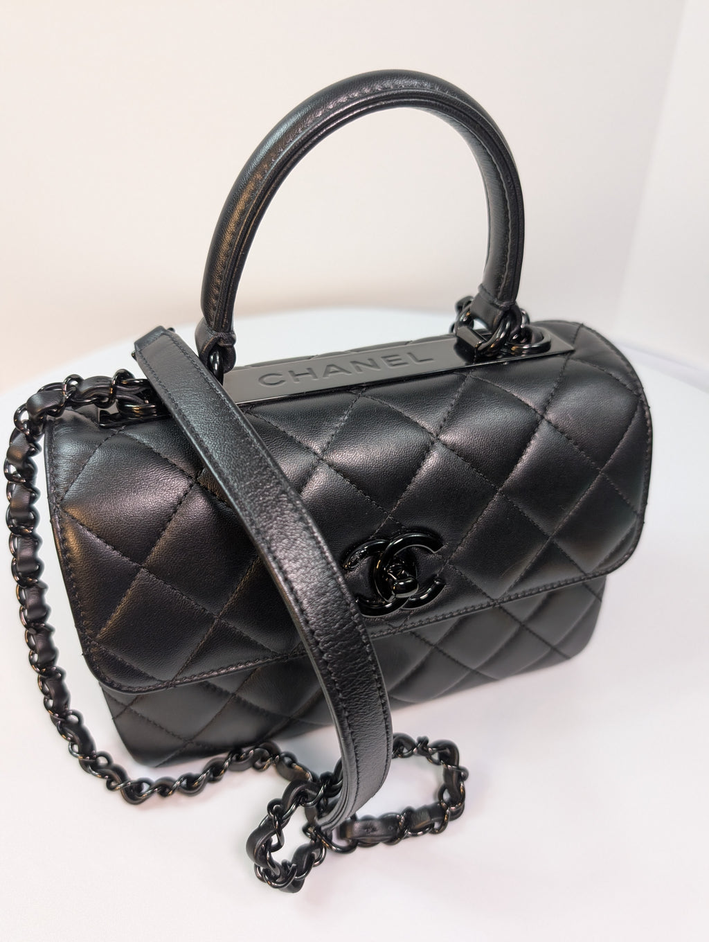 Chanel So Black Quilted Small Trendy Top Handle Flap Bag