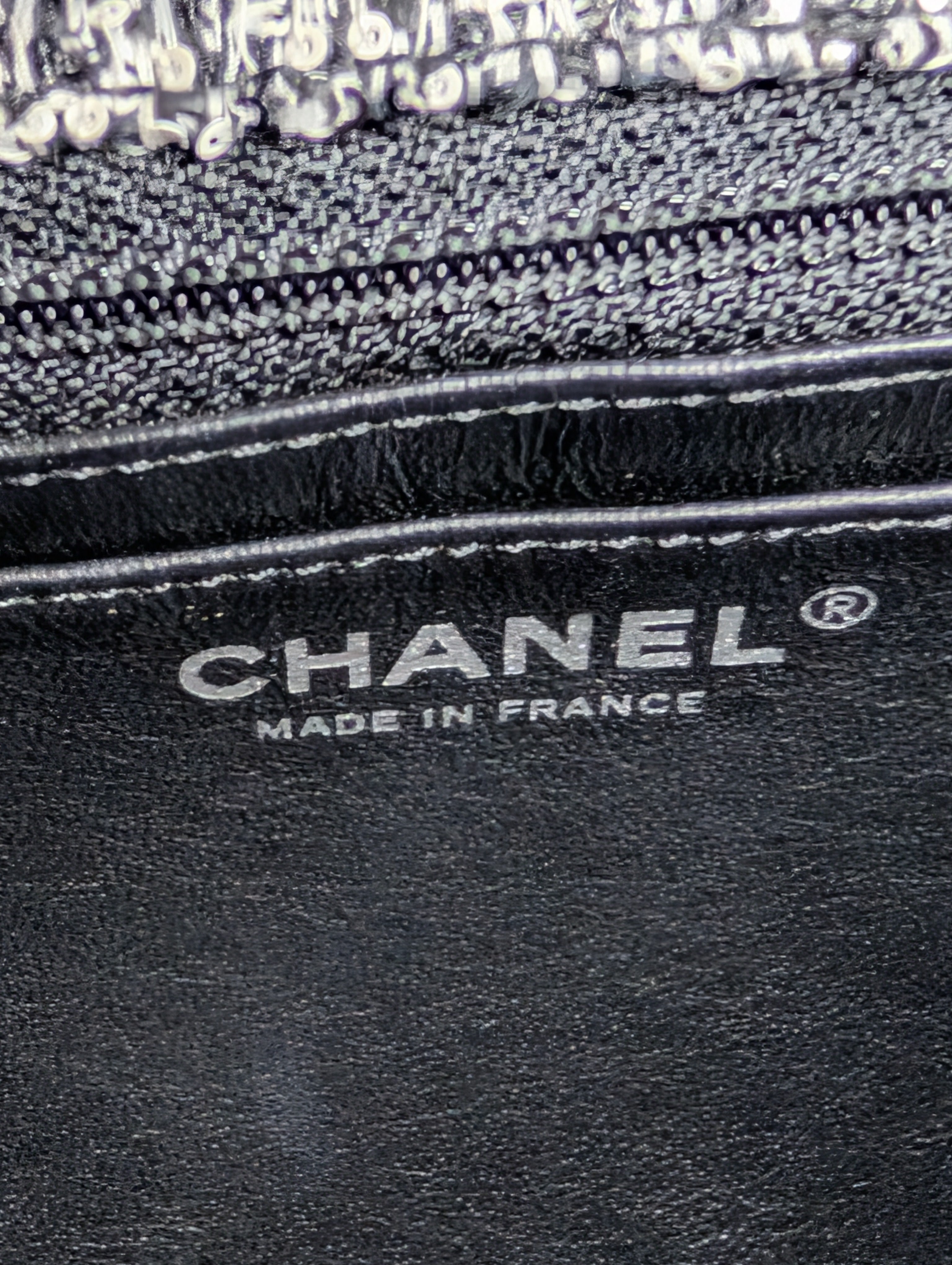 Chanel Classic Black and White Tweed Sequined Elementary Chic Flap Bag
