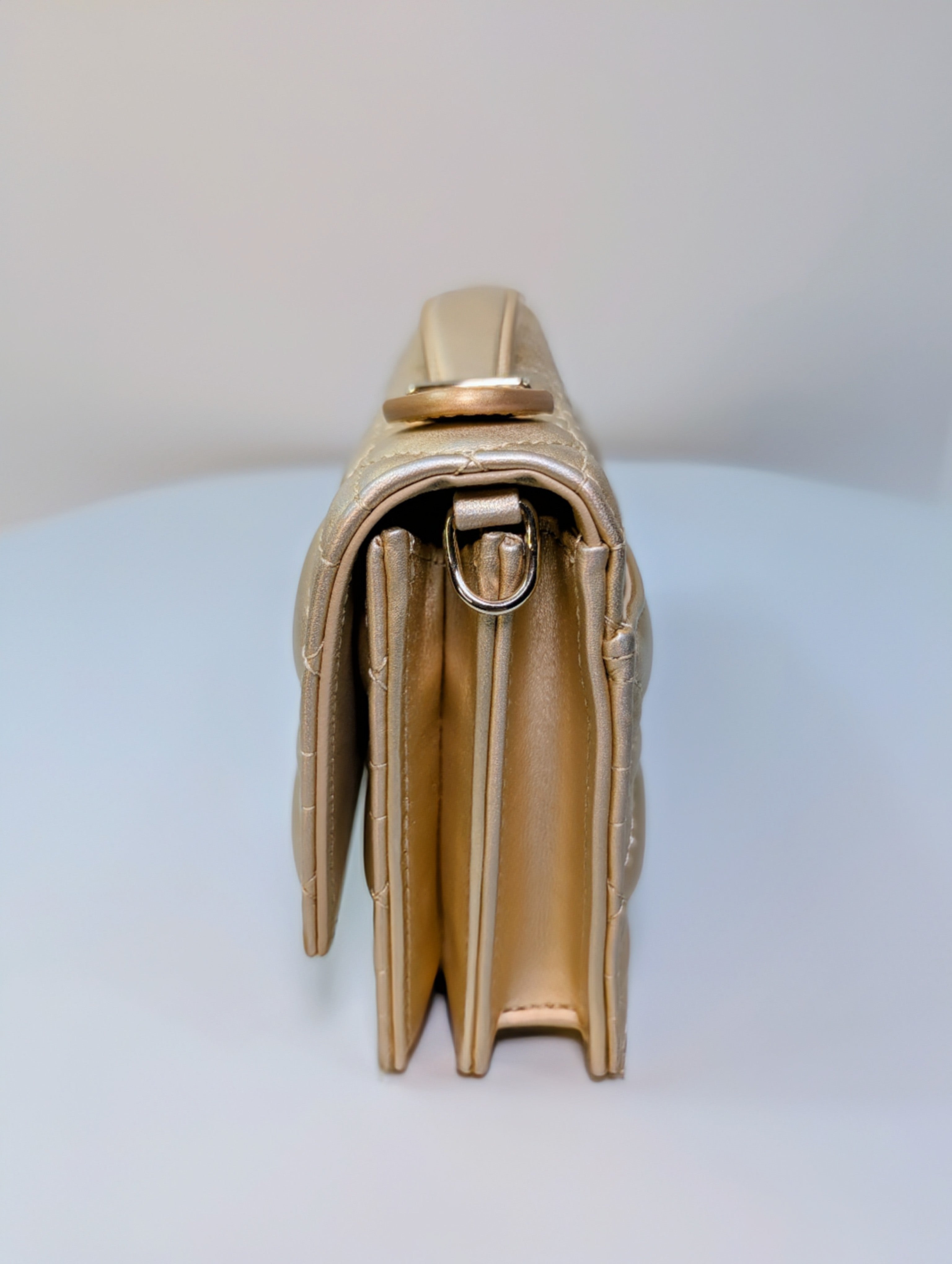Dior “My Dior” Mini-Bag with Gold Metallic Cannage Embroidered Golden Pearl Chain