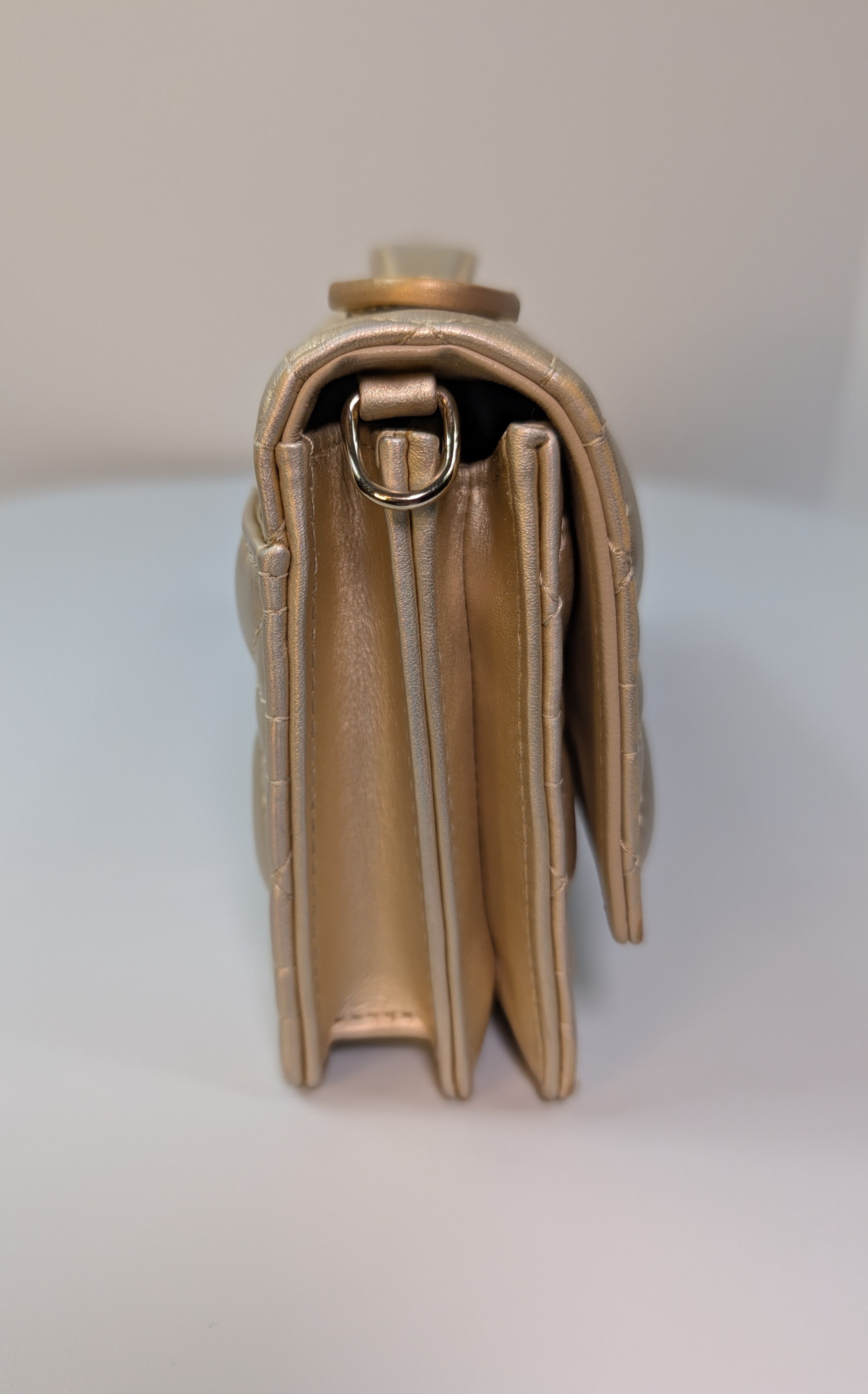 Dior “My Dior” Mini-Bag with Gold Metallic Cannage Embroidered Golden Pearl Chain