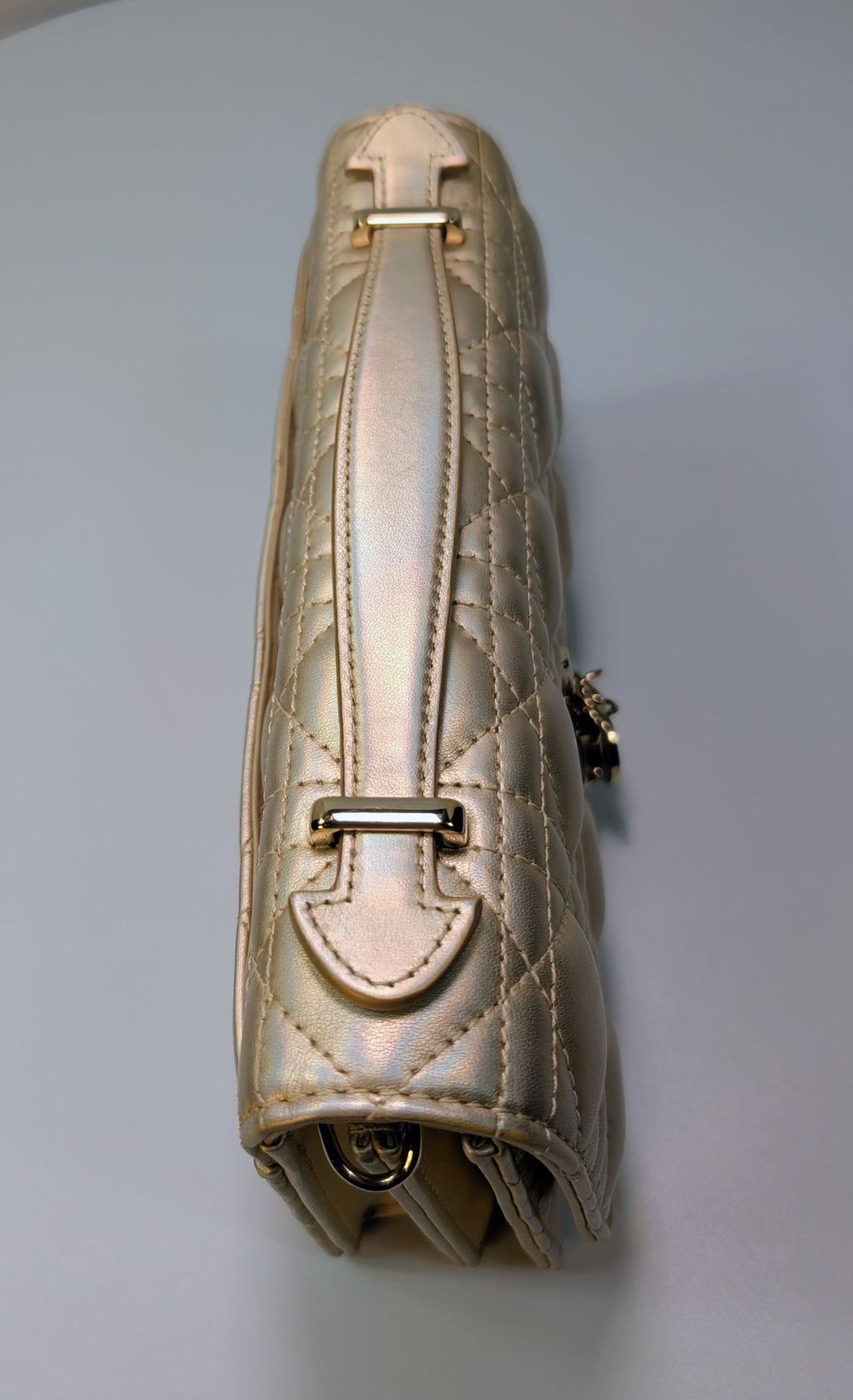Dior “My Dior” Mini-Bag with Gold Metallic Cannage Embroidered Golden Pearl Chain
