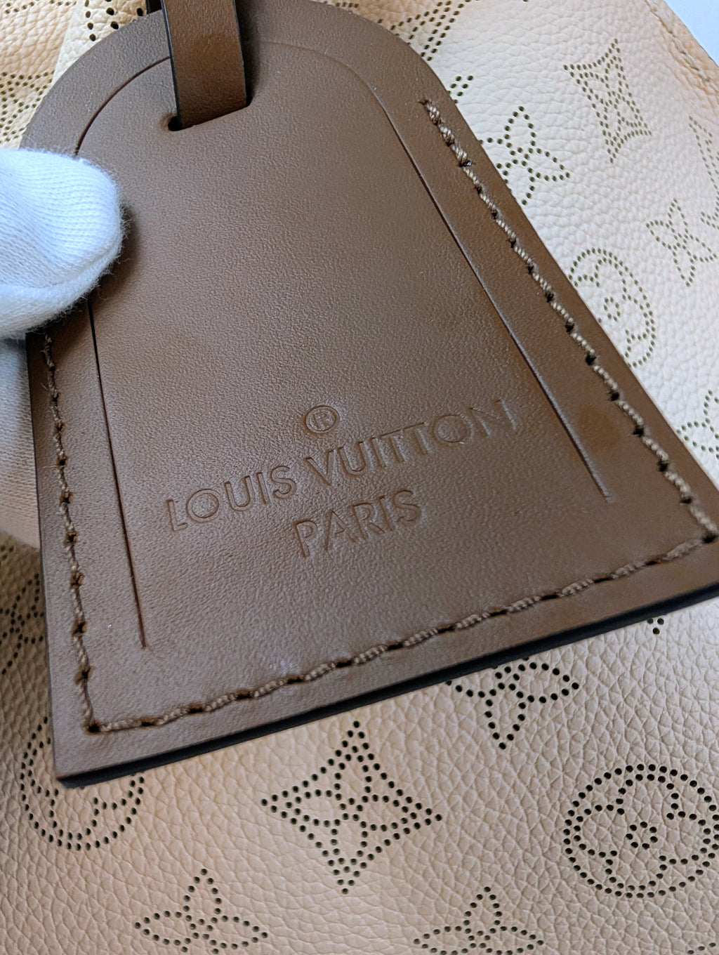 Louis Vuitton Cream Perforated Leather Mahina Babylon GM Hobo Bag