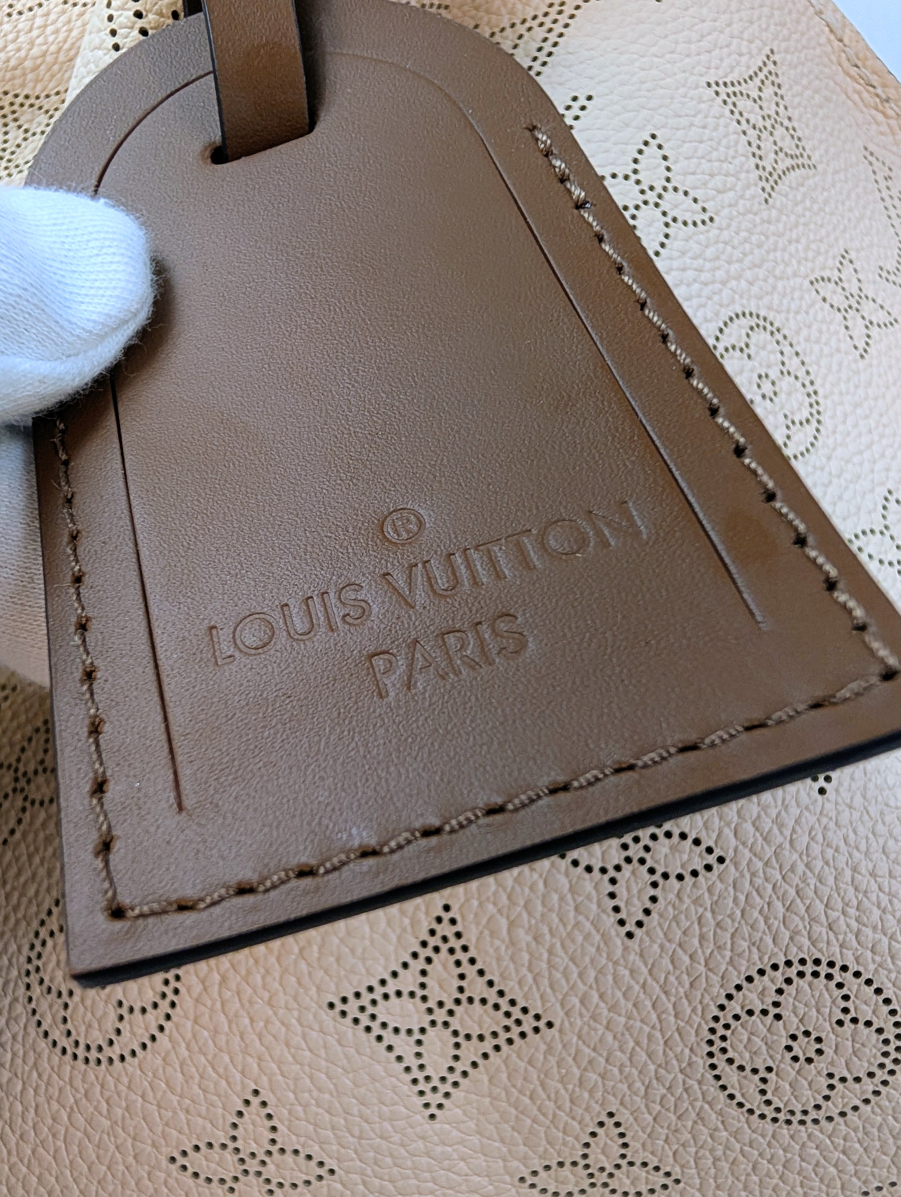 Louis Vuitton Cream Perforated Leather Mahina Babylon GM Hobo Bag